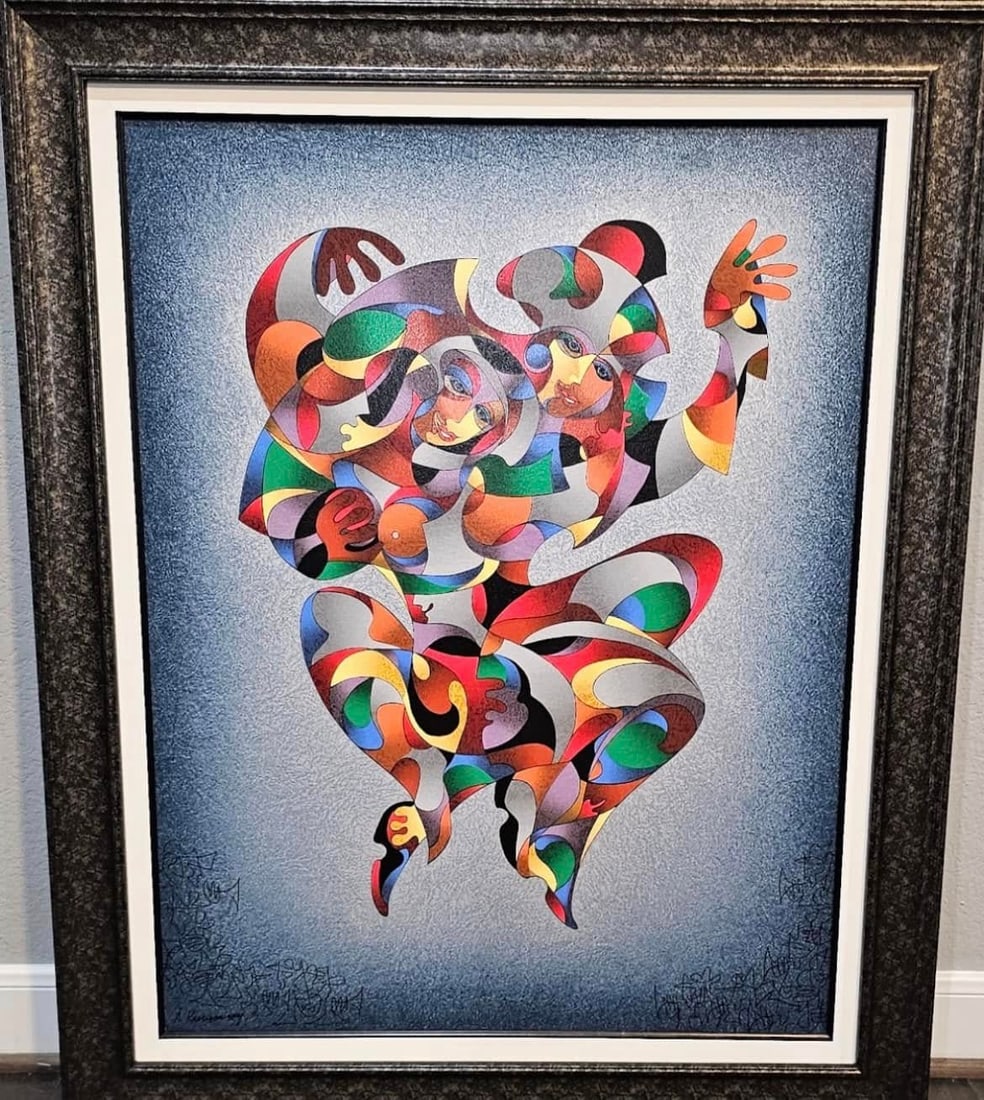 Anatole Krasnyansky Rapture 2 II: Krasnyansky, Anatole "Rapture 2 II" 2003 Serigraph with ink hand drawings on canvas LE