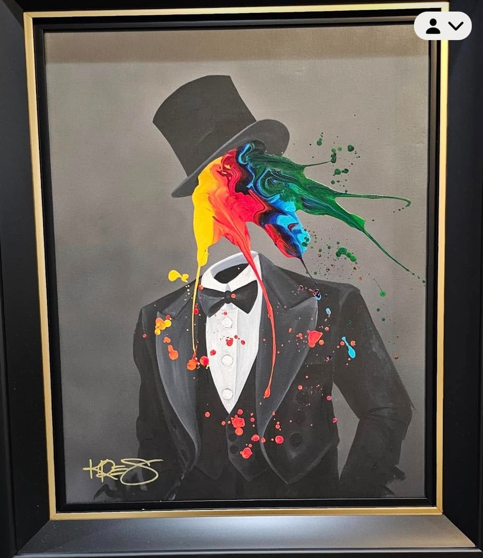 Kre8 Class Act Uniuqe: Kre8 "Class Act" 2020 UNIQUE Mixed media with acrylic painting on canvas.