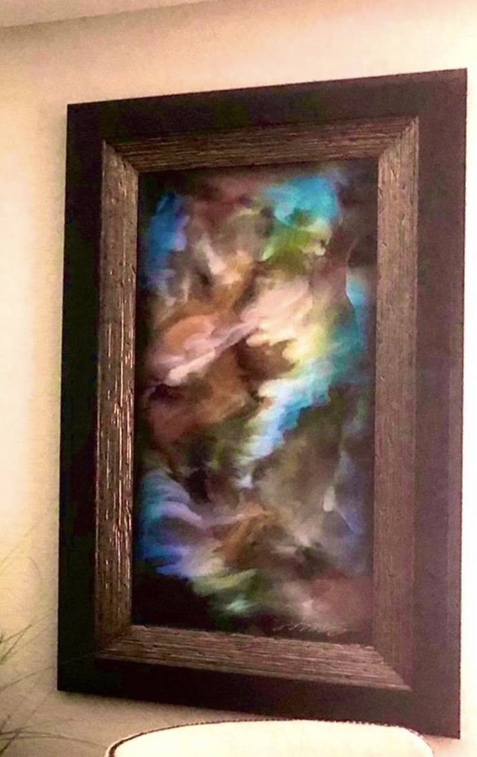 Chris Derubeis Abstract special: Chris Derubeis "Abstract Special" Unique hand signed/2018(32 1/2 x 52 1/2 framed)