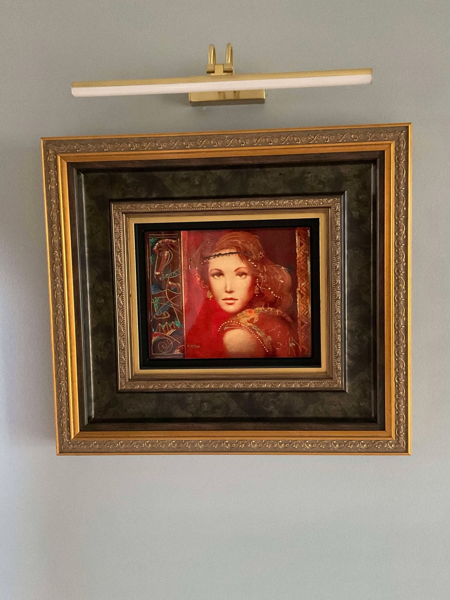 Csaba Markus Benvolia: Csaba Markus "Benvolia" 2017 7 3/8" x 11" image size Caldograph (Digital multiple through dye-sublimation on wood) with hand-embellishments using a variety of gold leafs and acrylic paints. Hand-signe