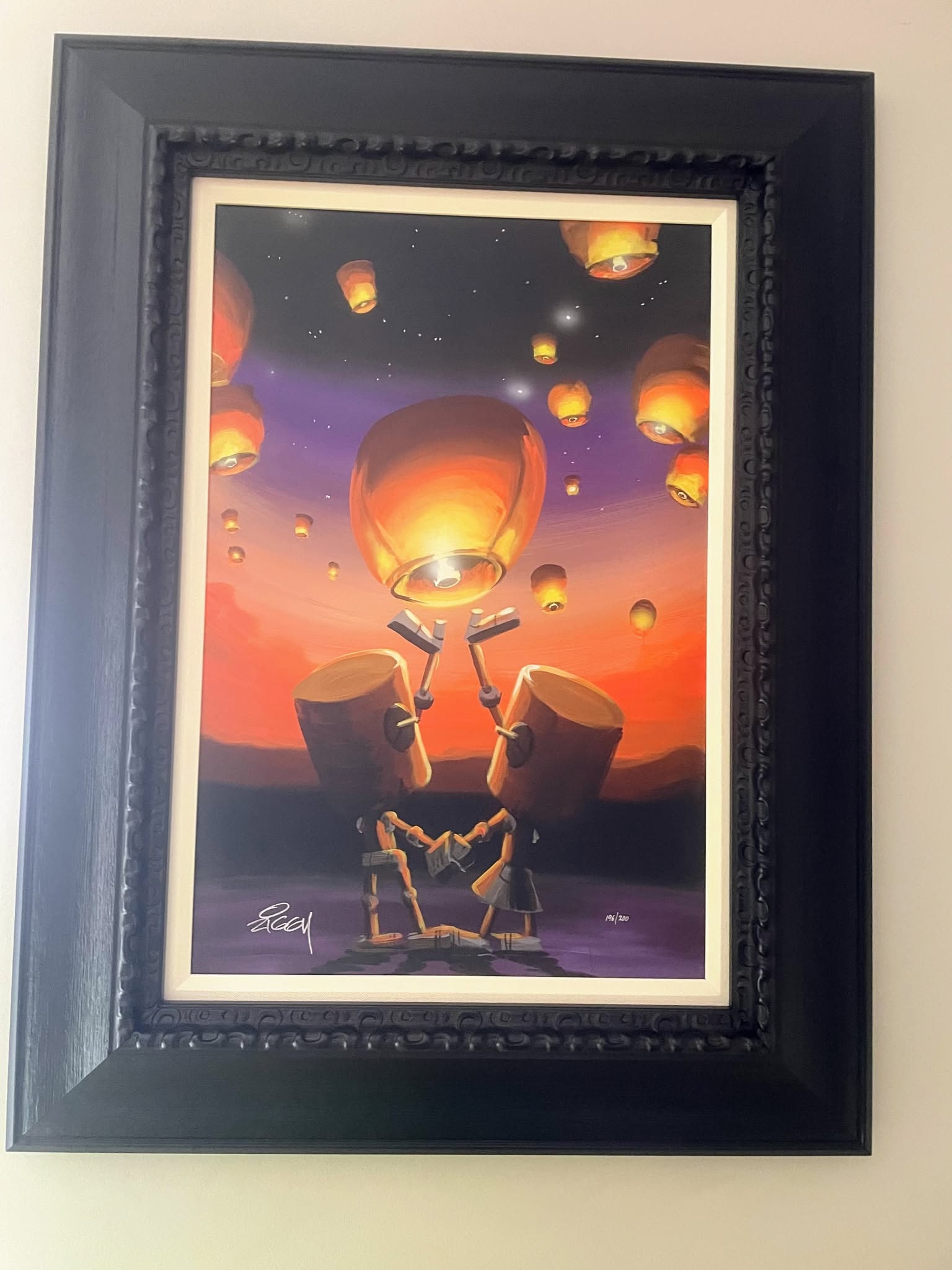 Ziggy Love Lantern: Ziggy "Love Lantern" 2024 24" x 16" image size Giclee in color with hand-embellishment on canvas. Hand-signed by the artist. Gallery framed, COA, Appraisal