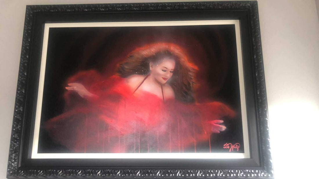 Mike Dewulf Drift With Me Unique: Mike Dewulf "Drift with Me" 2023 24" x 36" image size Oil painting on canvas. Hand-signed in pigment lower right by the artist. A unique work. Gallery Framed, COA, Appraisal