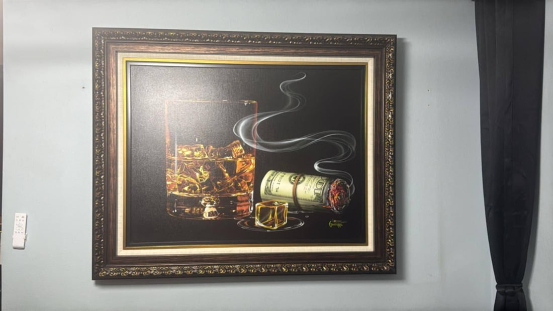 Michael Godard Whiskey Rock'n Roll: Michael Godard "Whiskey Rock'n Roll" 2018 28" x 37 1/4" image size Giclee in color on canvas. Hand-signed and anotated in pigment lower right by the artist. Gallery framed, COA, Appraisal