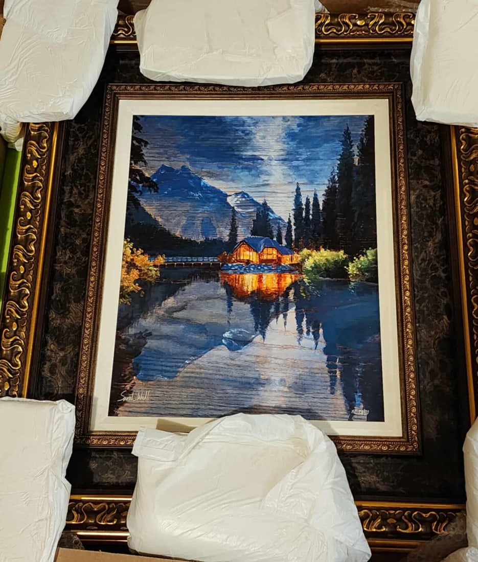 Sarah Wall An Alpine Winter: Sarah Wall "An Alpine Winter" 2021 19" x 15 1/4" image size Caldograph (digital multiple through dye-sublimation on wood). Hand-signed by the artist. Gallery framed, COA