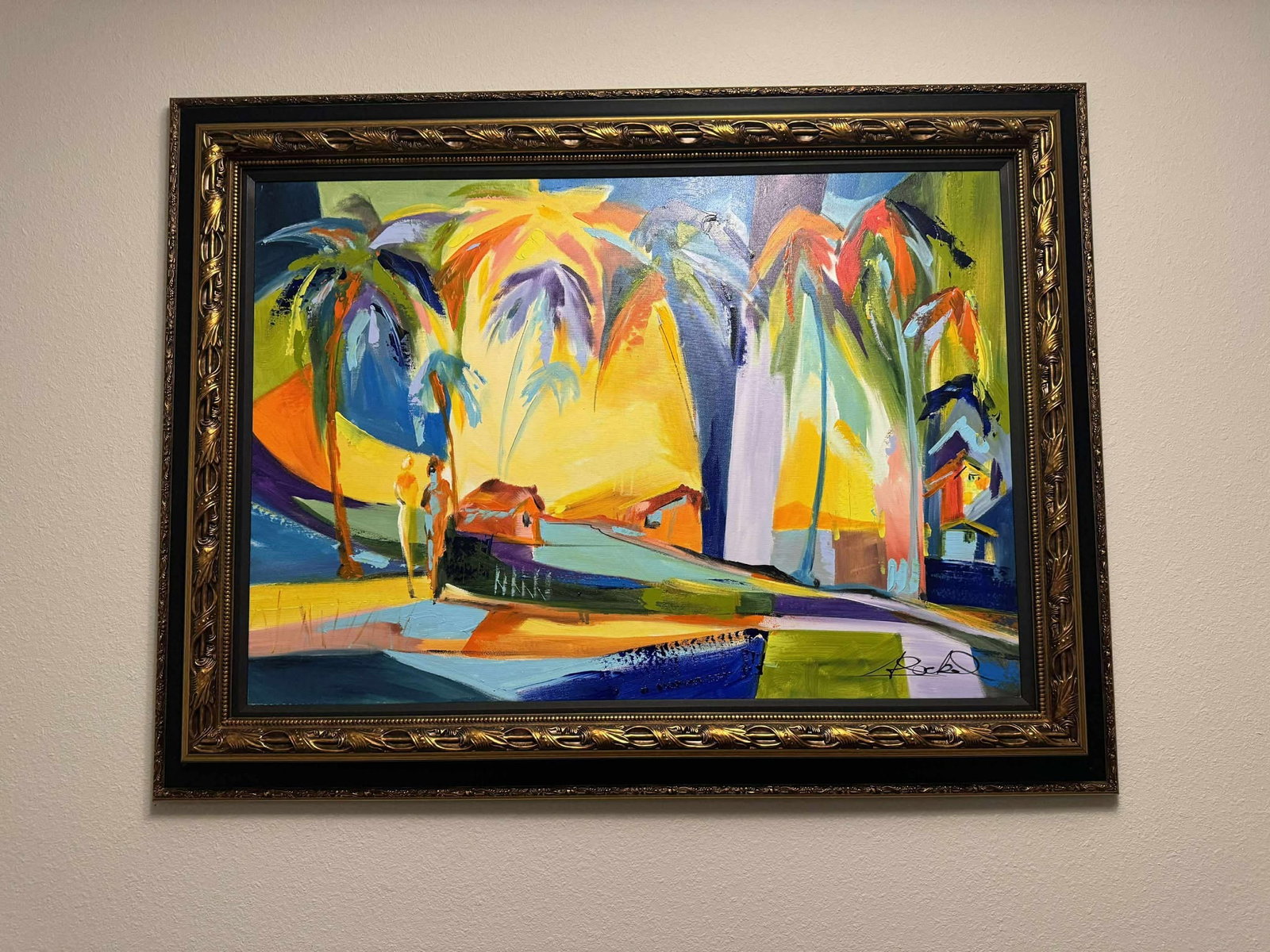 Alfred Gockel Colorful Beginings Unique: Alfred Gockel "Colorful Beginings" Unique 2017 27 1/2" x 39 1/4" Acrylic painting on canvas. Hand-signed in pigment lower right by the artist. A unique work. Gallery framed, COA, Appraisla