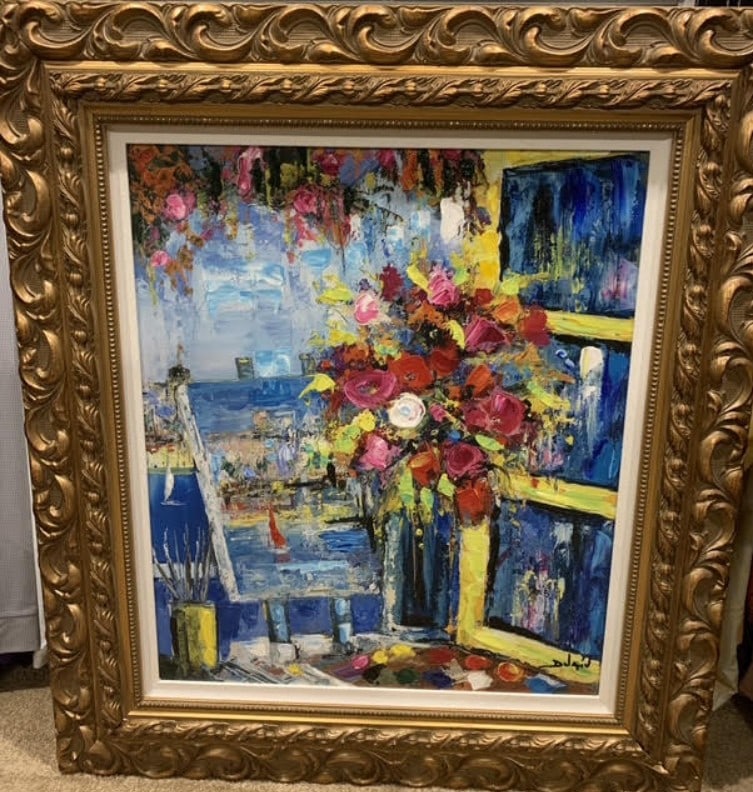 Duaiv Modern Atelier: Duaiv "Modern Atelier" 2012 23 1/2" x 20" image size Giclee in color with hand embellishment signed in ink by the artist. Gallery framed, COA, Appraisal. DP