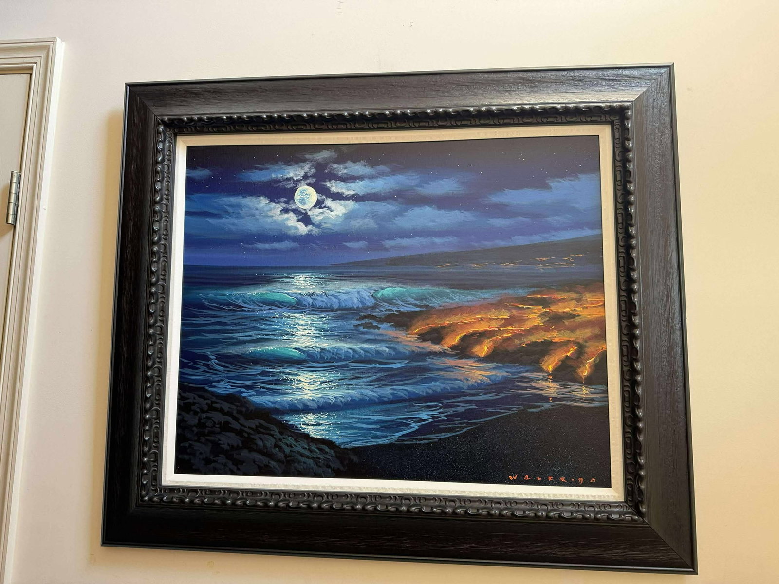 Walfrido Lava Sonata Unique: Walfrido "Lava Sonata" Unique 2025 24" x 30" image size Acrylic painting on canvas. Hand-signed in pigment by the artist, lower right. Titled and signed on the verso . A unique work. Gallery framed,