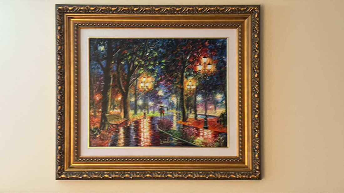 Daniel Wall Bright and Joyful: Daniel Wall "Bright and Joyful" 2016 20" x 25 1/8" image size Giclee in color on canvas with hand-embellishment. Hand-signed in ink lower center by the artist. Gallery framed, COA, Appraisal. AC