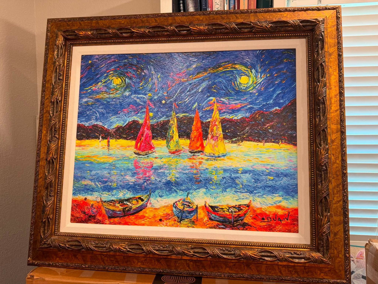 Duaiv En Mouvement: Duaiv "En Mouvement" 2018 22" x 27 1/2" image size Giclee in color with hand embellishment on canvas. Hand-signed in pigment lower right by the artist. Gallery framed, COA, Appraisal. HL