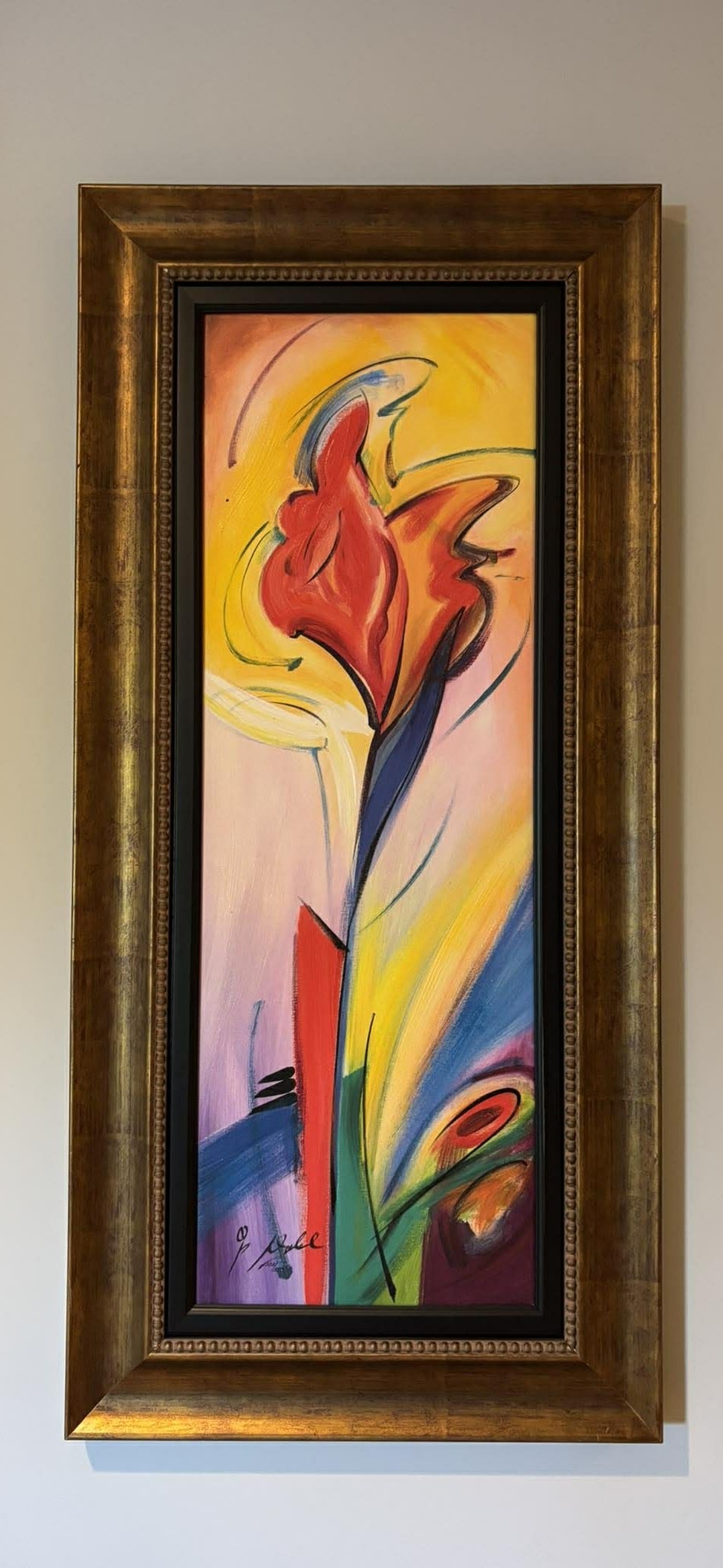 Alfred Gockel Iris of Color: Alfred Gockel "Iris of Color" 2006 32" x 11" image size. Giclee in color on canvas with hand embellishment. Signed in ink lower left. Gallery framed. Appraisal. GU