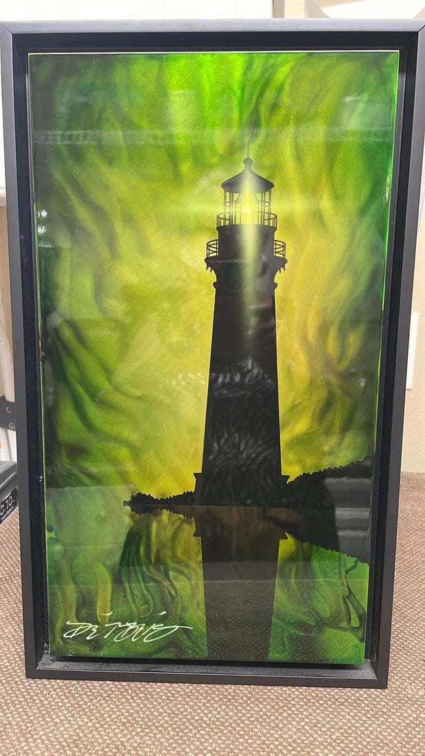 Chris Derubeis Green Lighthouse: Chris Derubeis Green Lighthouse. On alumimun purchase receipt no other paperwork