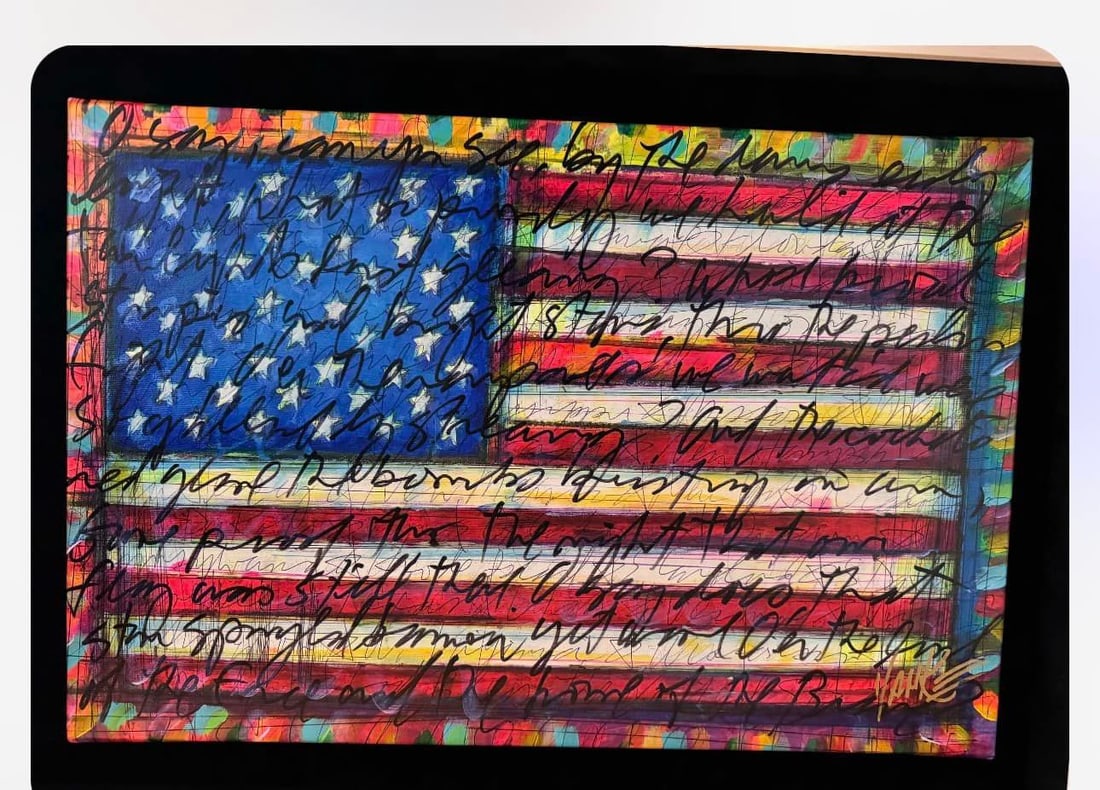Tim Yanke "Yanke Doodle" Commission: Tim Yanke "Yanke Doodle" Unique Commission 2023 20" x 28.25" image size mixed media painting with pigment, pastels, ink and charcoal on canvas. Hand signed in pigment lower right by the artist. Black