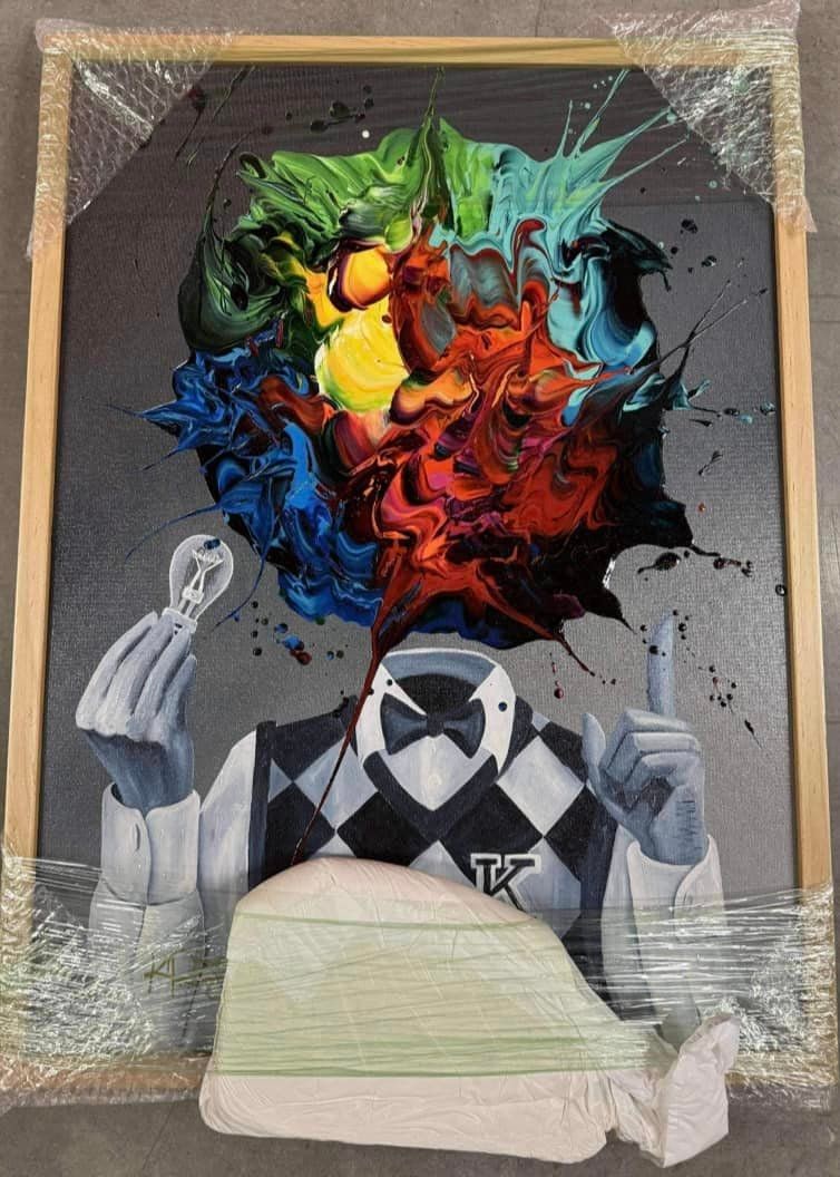 Kre8 "Knowledge of Self": Kre8 "Knowledge of Self" 26" x 19 1/2" image size Giclee in color with hand-embellishment on canvas Hand signed in pigment LE COA