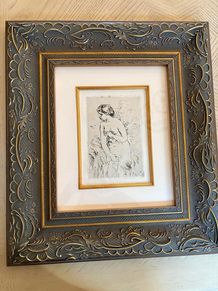 Pierre-auguste Renoir "Baigneuse debout, a mi-jambes": Pierre-auguste Renoir "Baigneuse debout, a mi-jambes" 1910 D.,S. 23 - 6 3/4" x 4 9/16" image size, etching on wove paper with full margins. From the first and only state. From Duret's second edition