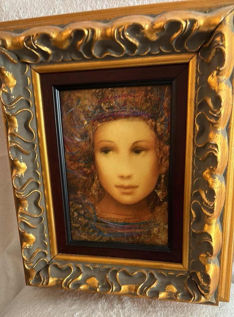 Csaba Markus "Beau Gea": Csaba Markus "Beau Gea" From the Beau Monde Suite 2006 7 3/4" x 5" image size Hand-embellished serigraph in color on wood panel. Signed in gold ink lower right and numbered Gallery framed, COA,