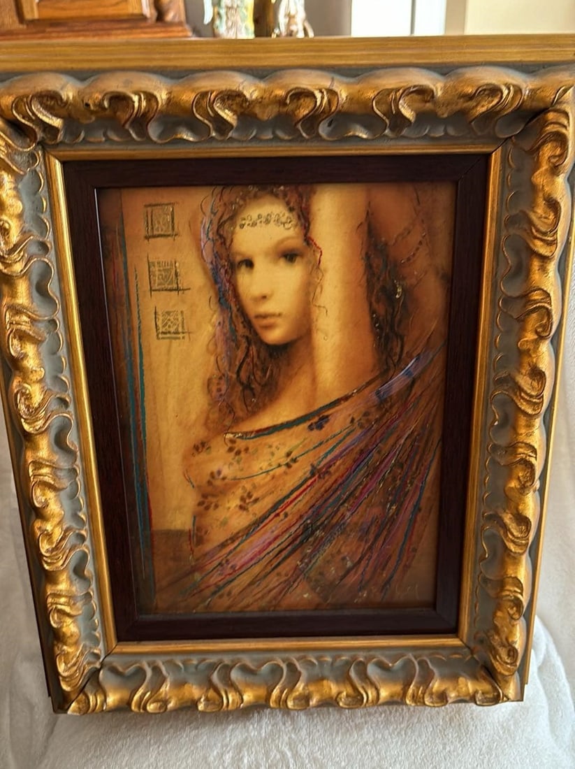 Csaba Markus "La Femme la Danse": Csaba Markus "La Femme la Danse" From the La Femme Suite 2006 11 3/4" x 8 1/2" image size Hand-embellished serigraph in color on wood panel. Signed in gold ink and numbered Gallery framed, COA, Apprai