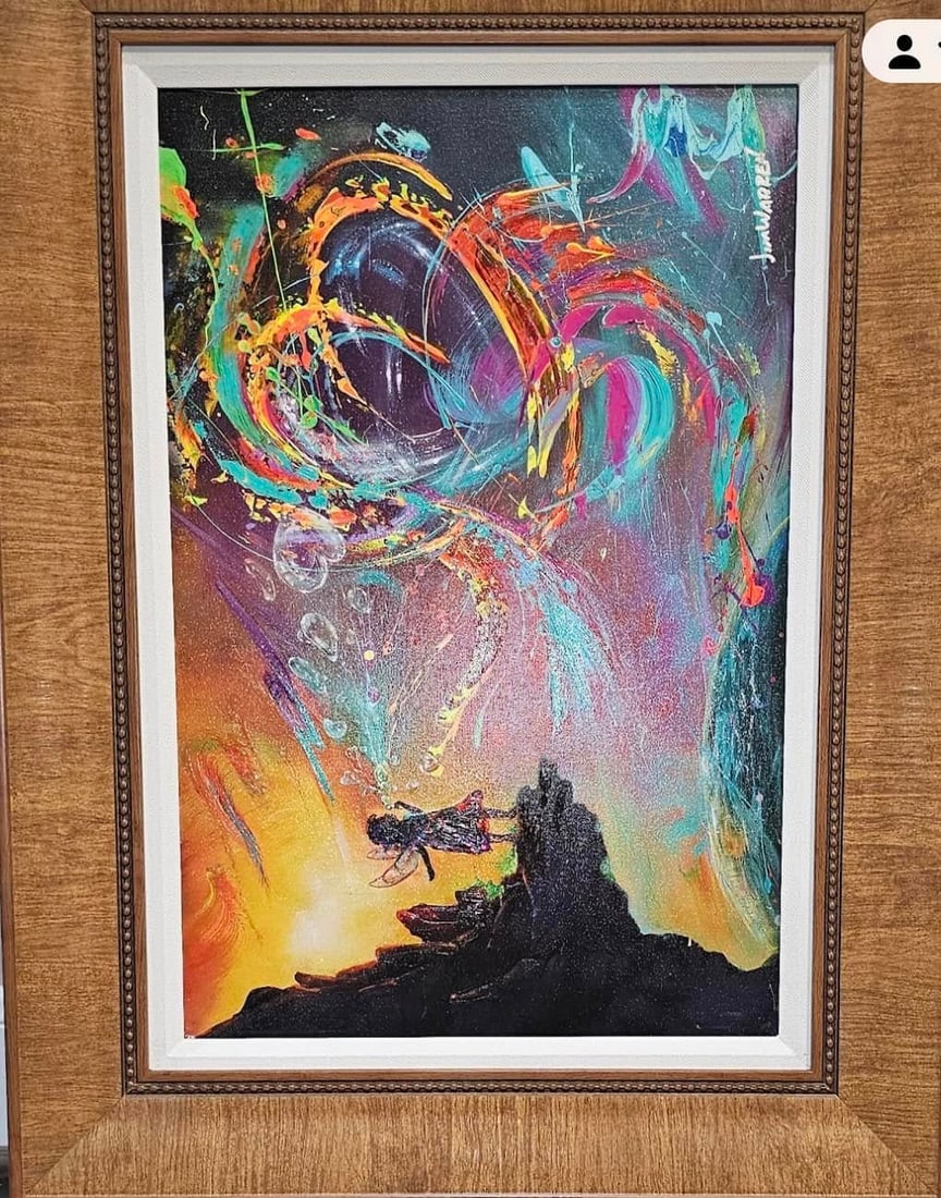 Jim Warren "Young Mother Nature": Jim Warren "Young Mother Nature" embellished giclee on canvas LE 2021
