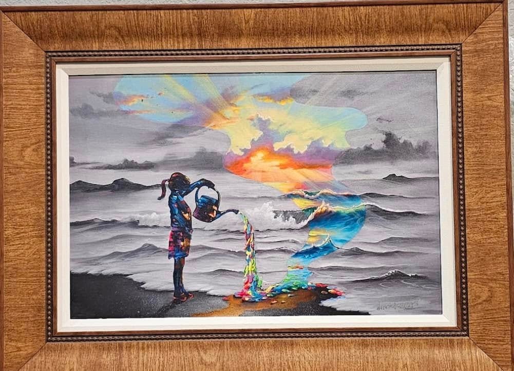 Jim Warren "Add Some Color": Jim Warren "Add Some Color" 2021 LE embellished giclee on canvas
