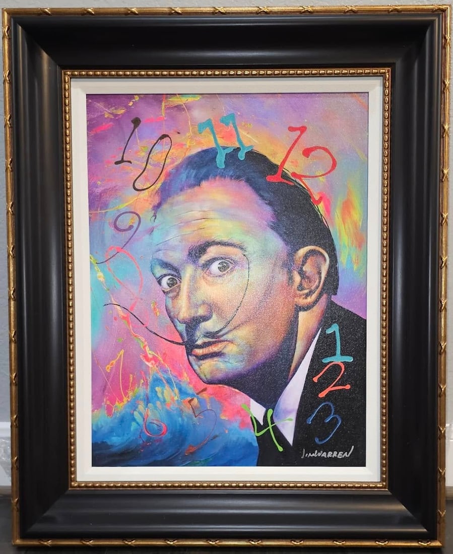 Jim Warren "Dali Time on His Hand": Jim Warren Dali "Time on his Mind" 2021 Giclee on canvas LE