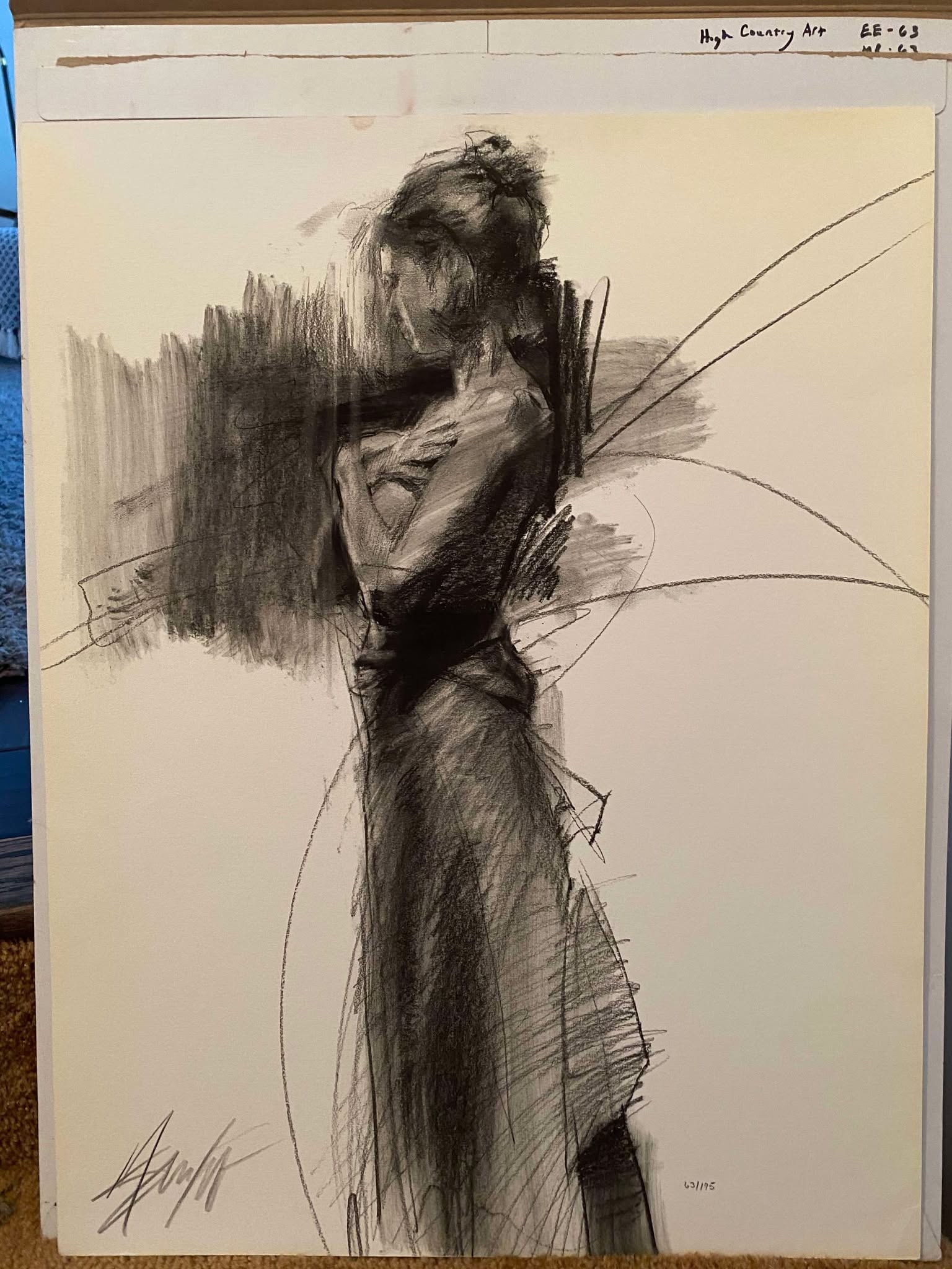 Henry Asencio charcole sketch turned to left: Henry Asencio charcole sketch turned to right 17" x 22" LE signed