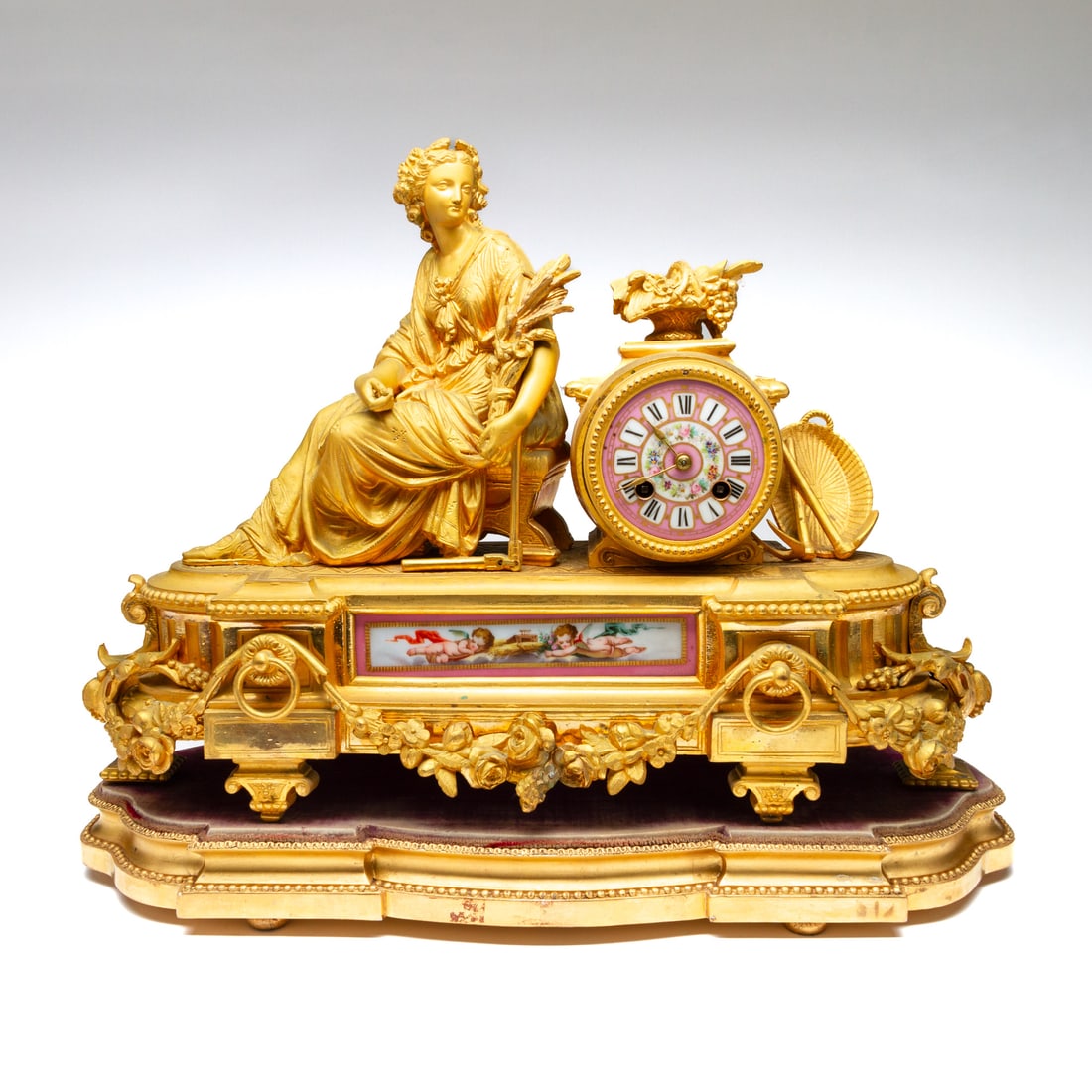 Louis XVI Revival French Gilt Metal & Porcelain Mantel Clock 19th Century (1 of 6)