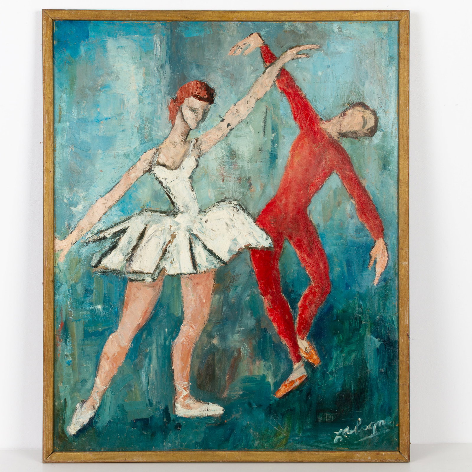 DOHOGNE J Signed Belgian 1958 Exhibition Oil Painting Ballet Dancers (1 of 6)