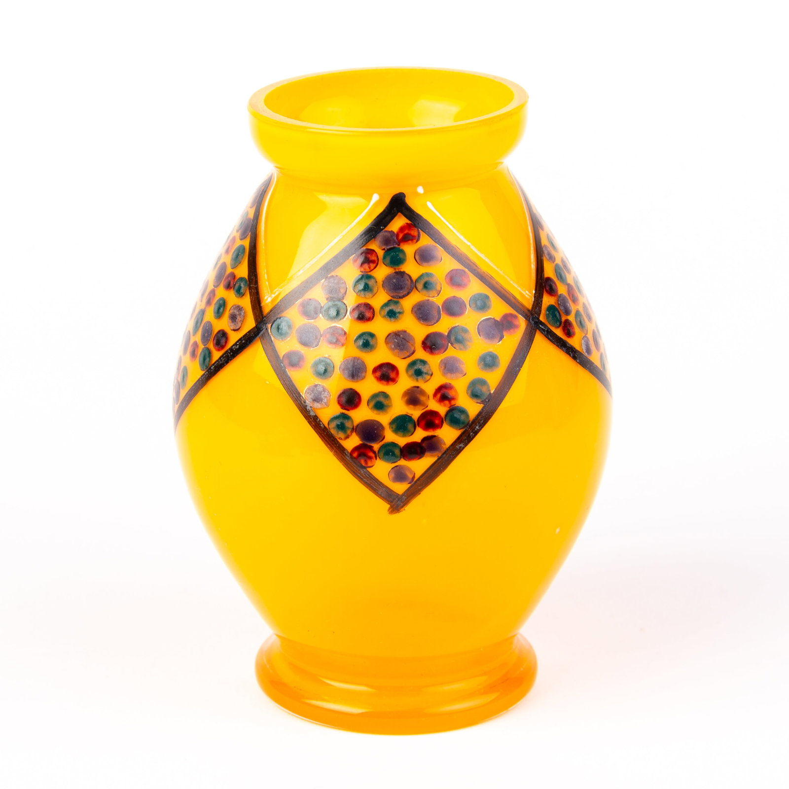 Loetz Orange Tango Glass Art Nouveau Vase: DIMENSIONS APPROX 8x8x11CM.