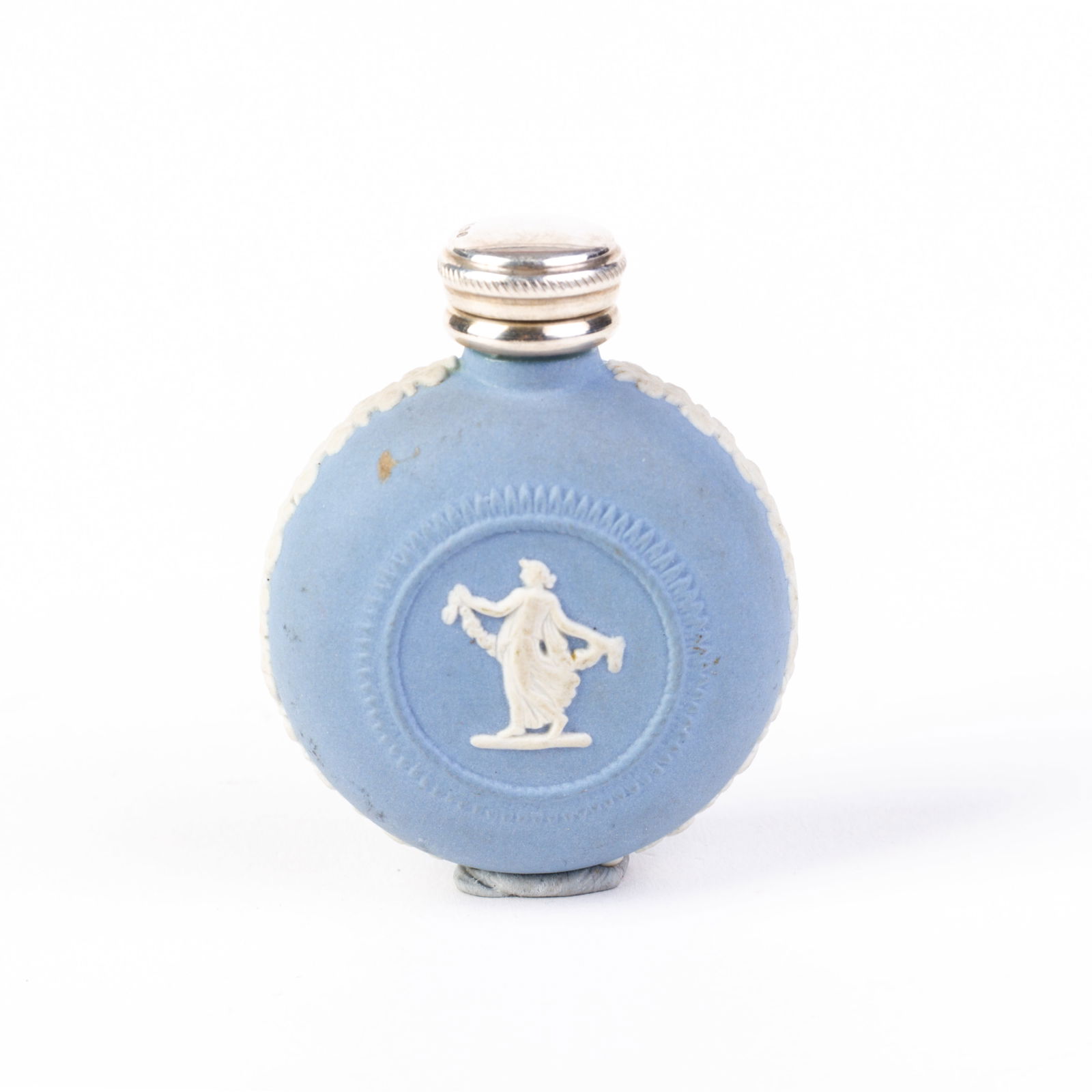 Wedgwood Jasperware Silver Top Scent Perfume Bottle: DIMENSIONS APPROX 4x2x5CM.