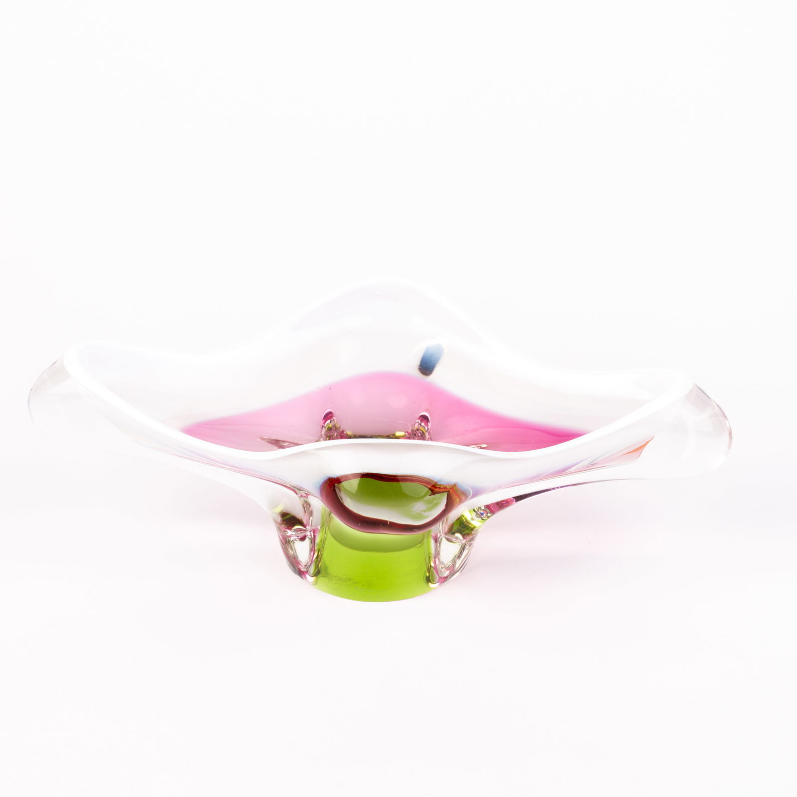 Murano Venetian Glass Sommerso Centrepiece Opalescent Bowl (1 of 7)