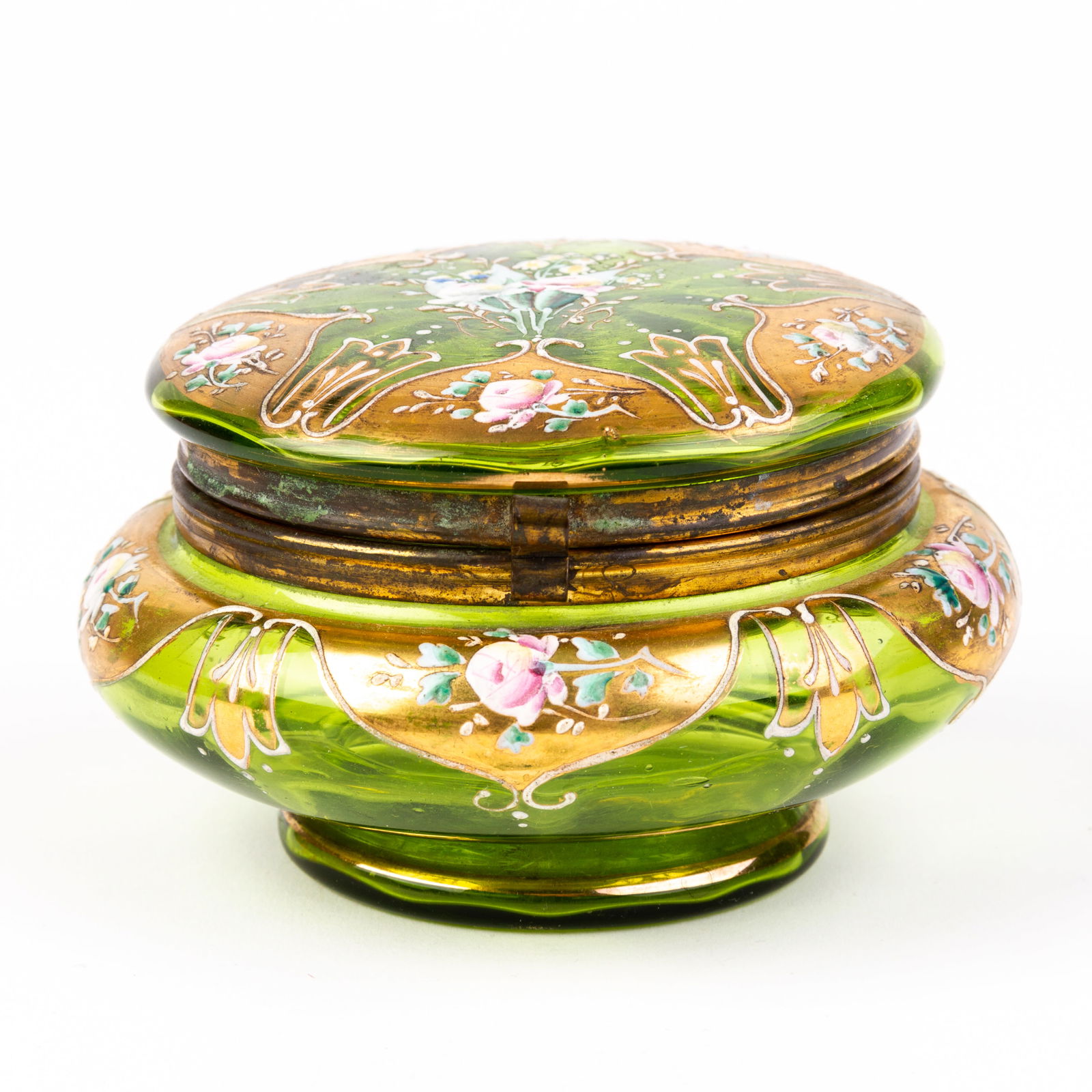 Bohemian 24KT Gold Enamel Glass Trinket Box (1 of 7)