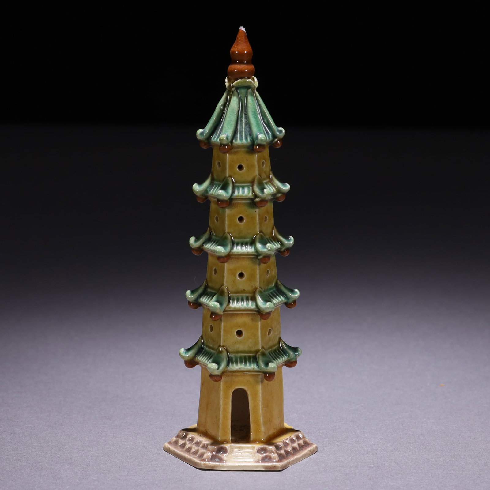 Chinese Architectural Pagoda Pottery Sculpture Early 20th C: MEASURING APPROX 10.5 X 3.4CM.