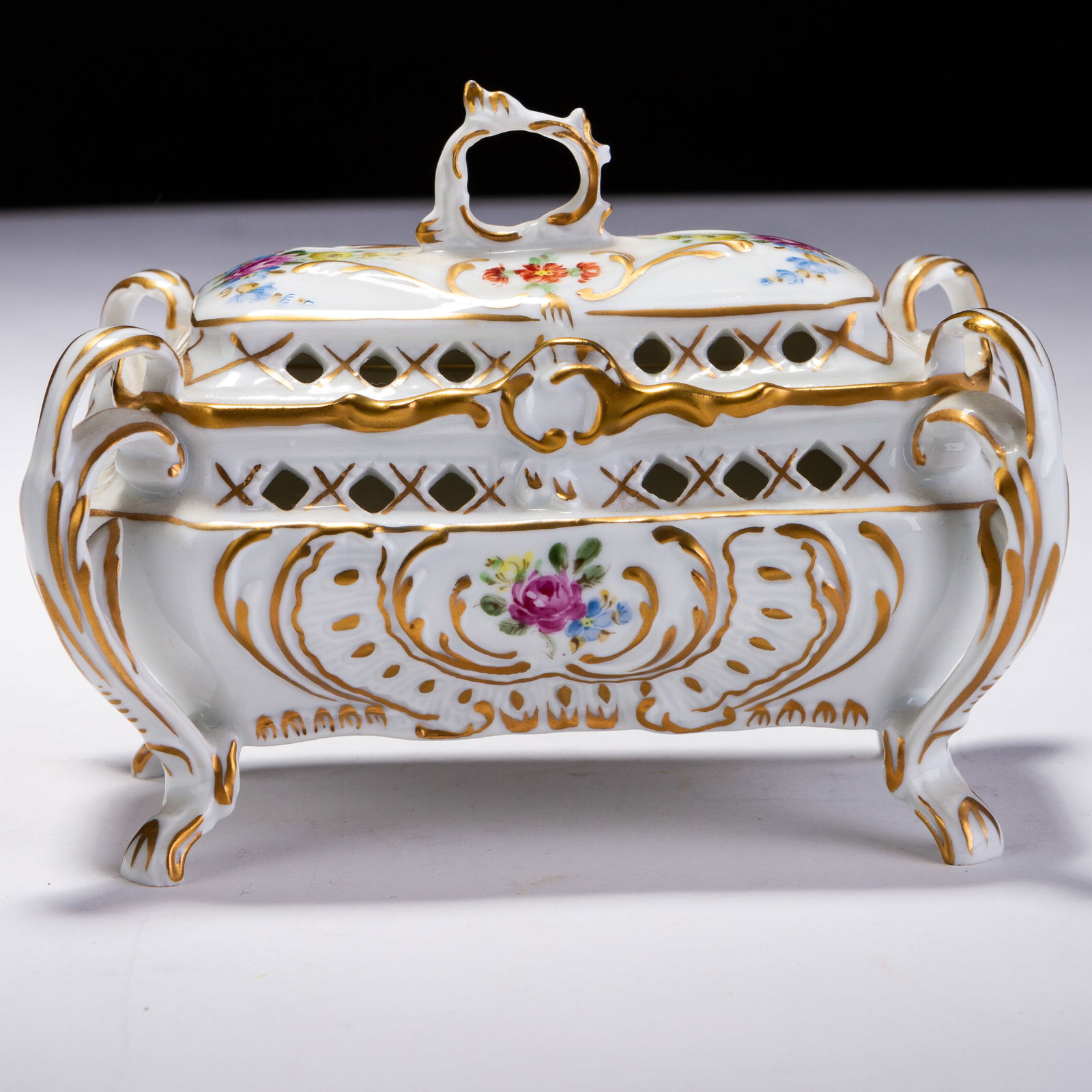 German Porcelain Casket Trinket Box (1 of 6)