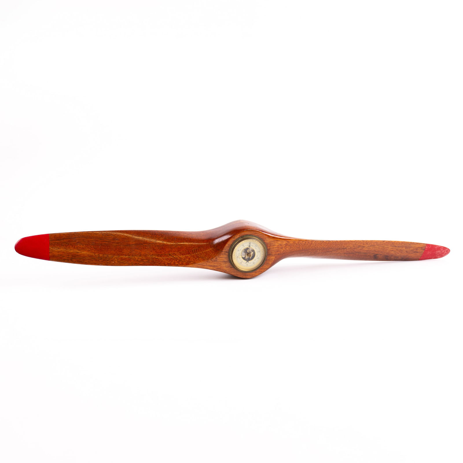 French Art Deco Mahogany Plane Propeller Barometer (1 of 6)