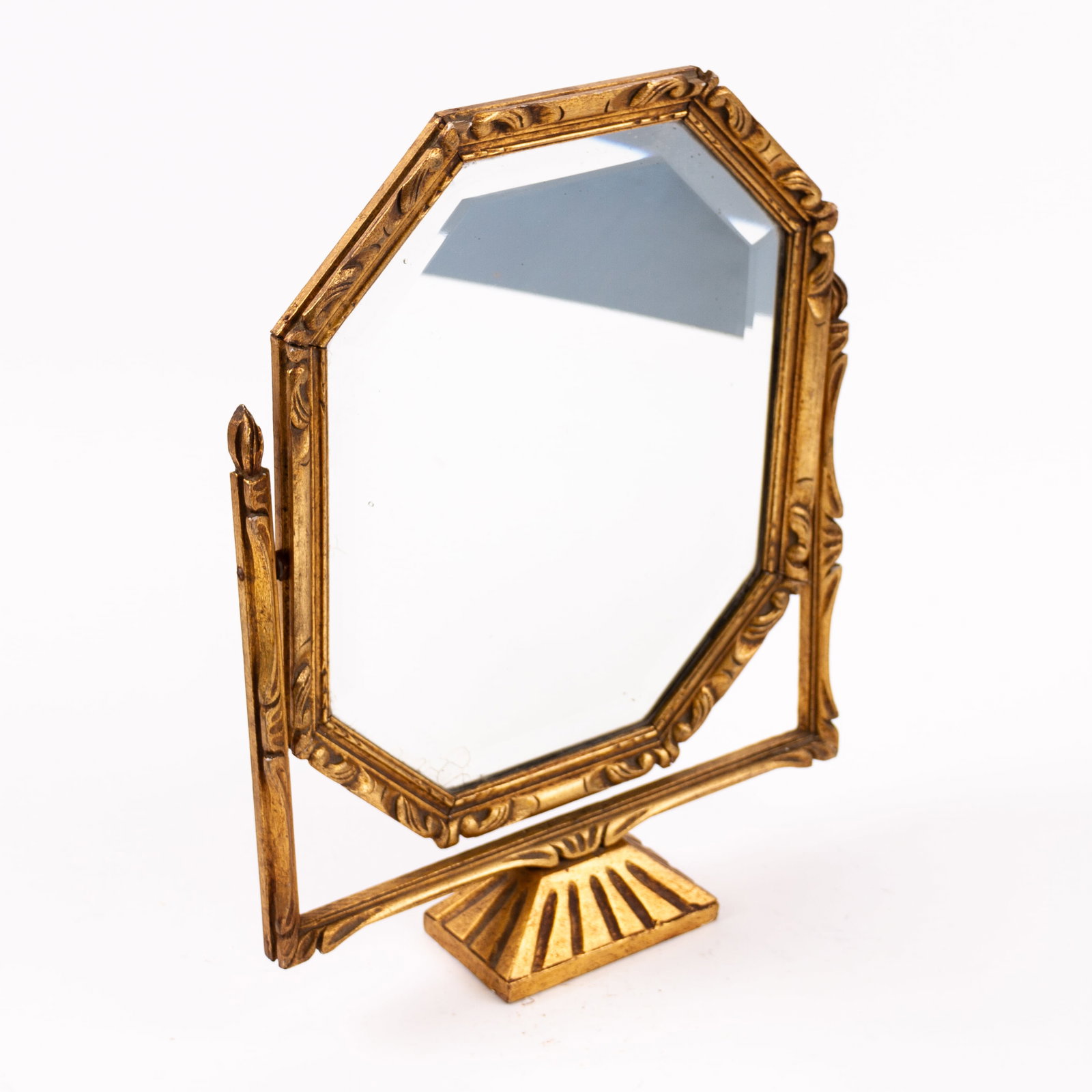 Art Deco Giltwood Swivel Mirror: DIMENSIONS APPROX 40x31.5x7CM.
