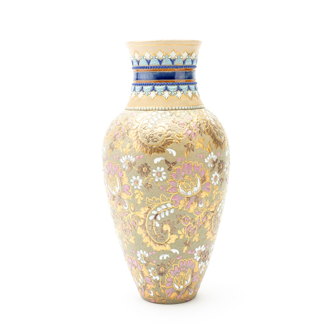 Doulton Lambeth Stoneware Enamelled Vase 19th Century (1 of 5)