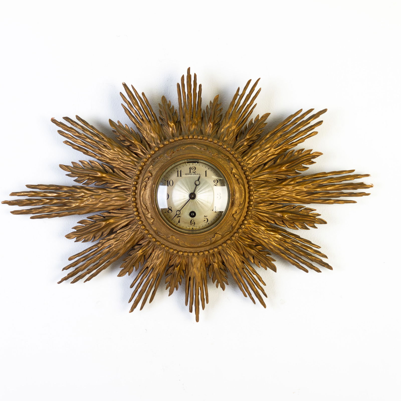 Camerer Cuss & Co Sunburst Starbust Mid Century Gilt Wall Clock (1 of 5)