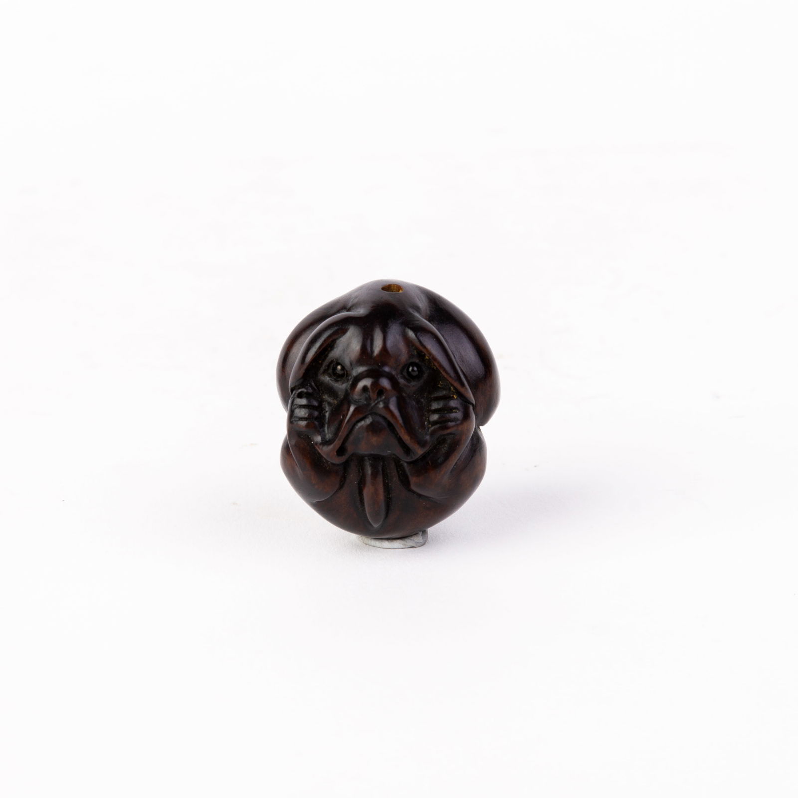 Signed Japanese Boxwood Netsuke Inro Playful Pug Meiji Period (1 of 5)