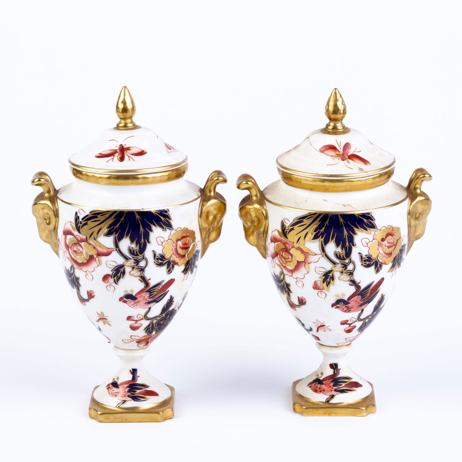 Pair of Coalport Hong Kong Pattern Porcelain Urn Vases (1 of 6)