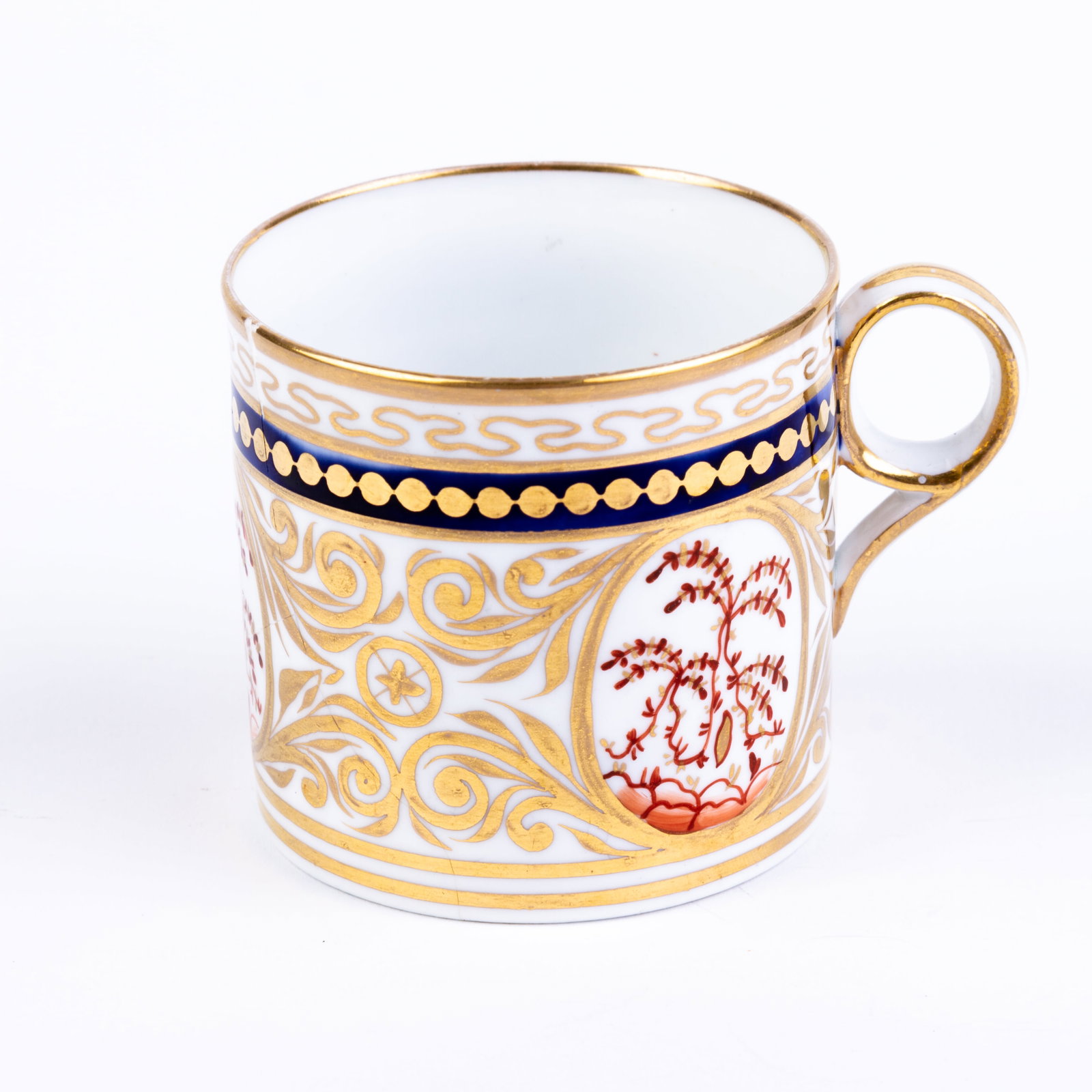 Georgian Minton Porcelain Coffee Can Early 19th Century: DIMENSIONS APPROX 6x7x8CM.