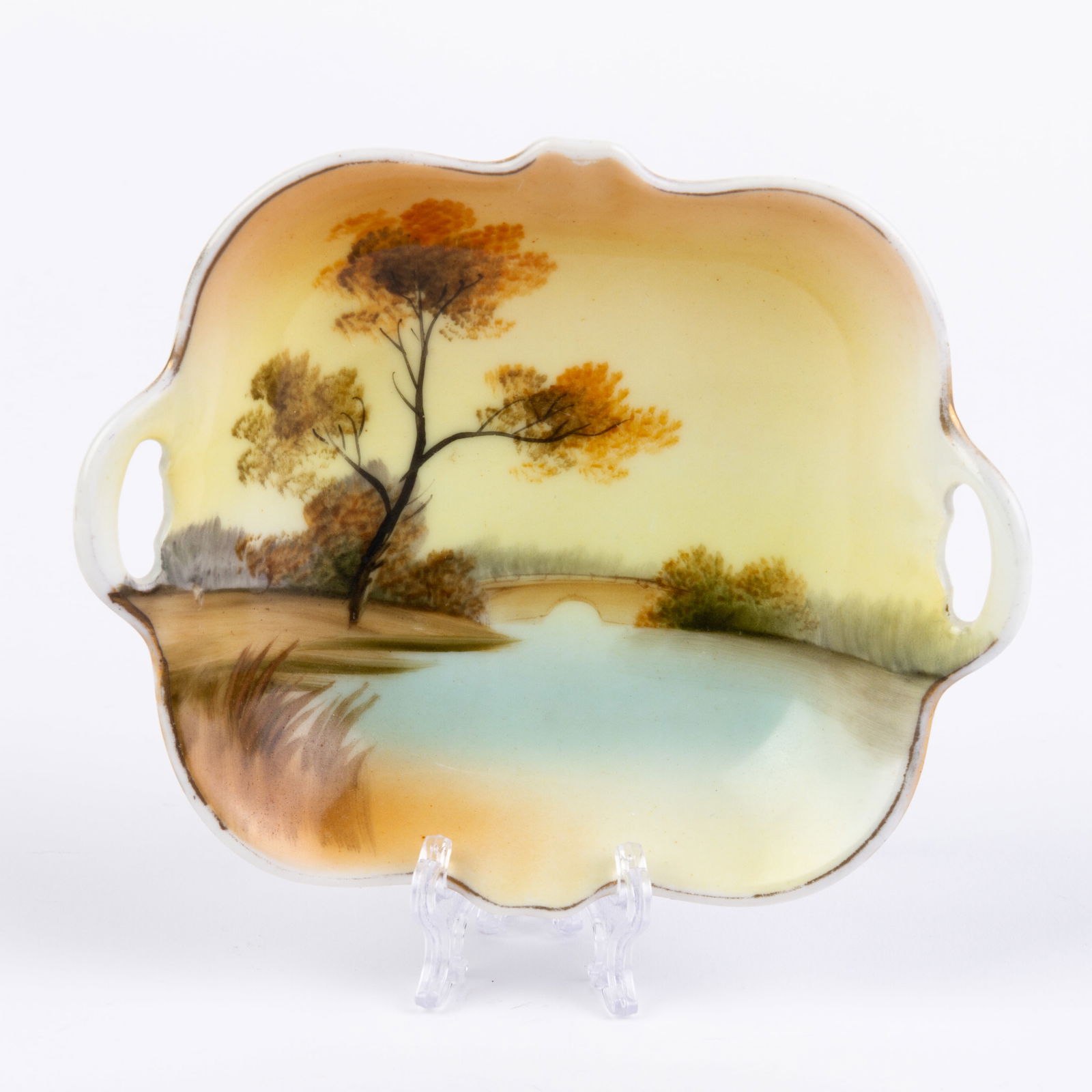 Noritake Japanese Art Deco Porcelain Dish: DIMENSIONS APPROX 13x10x3CM.