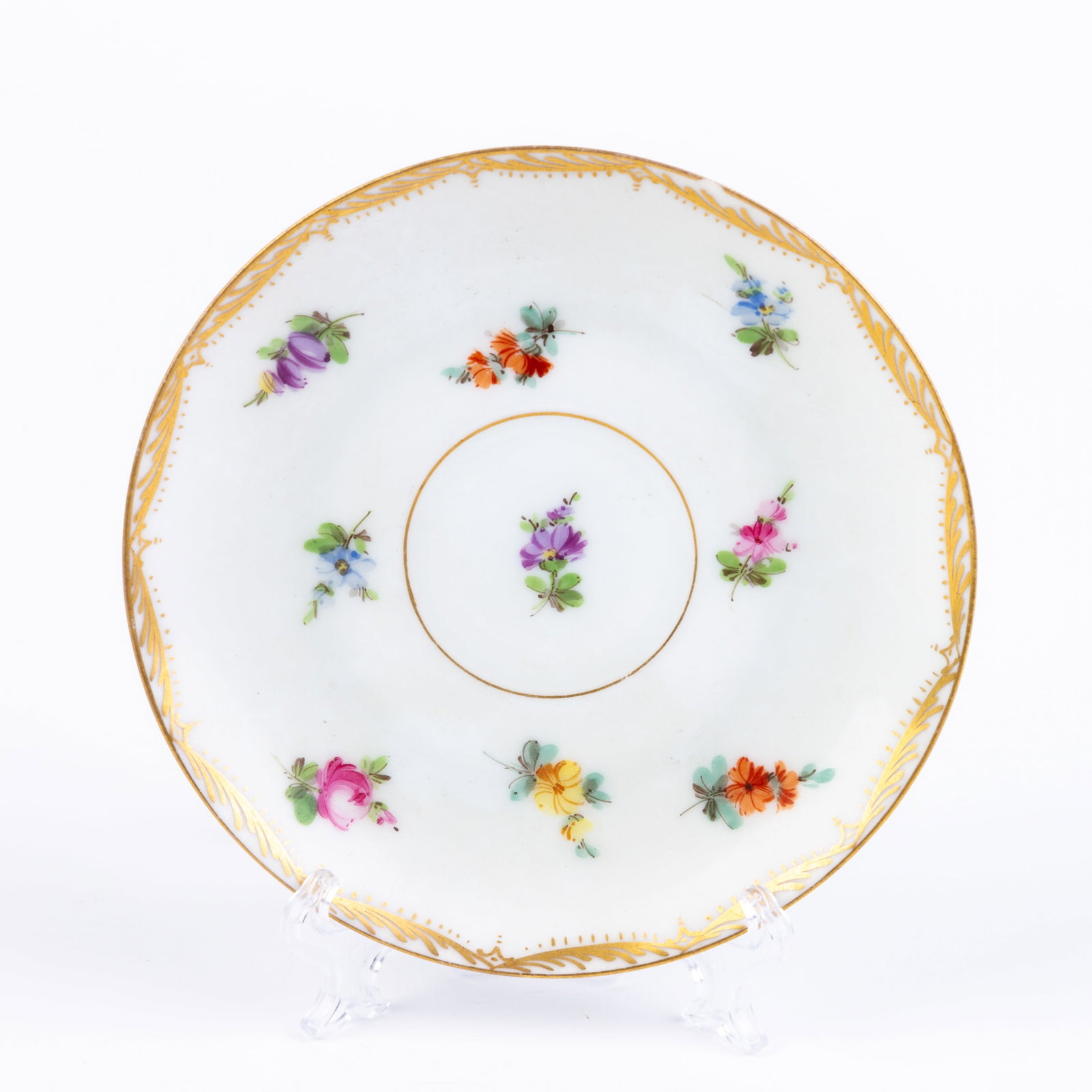 Dresden German Fine Porcelain Hand Painted Floral Plate: DIMENSIONS APPROX 11x11x1CM.