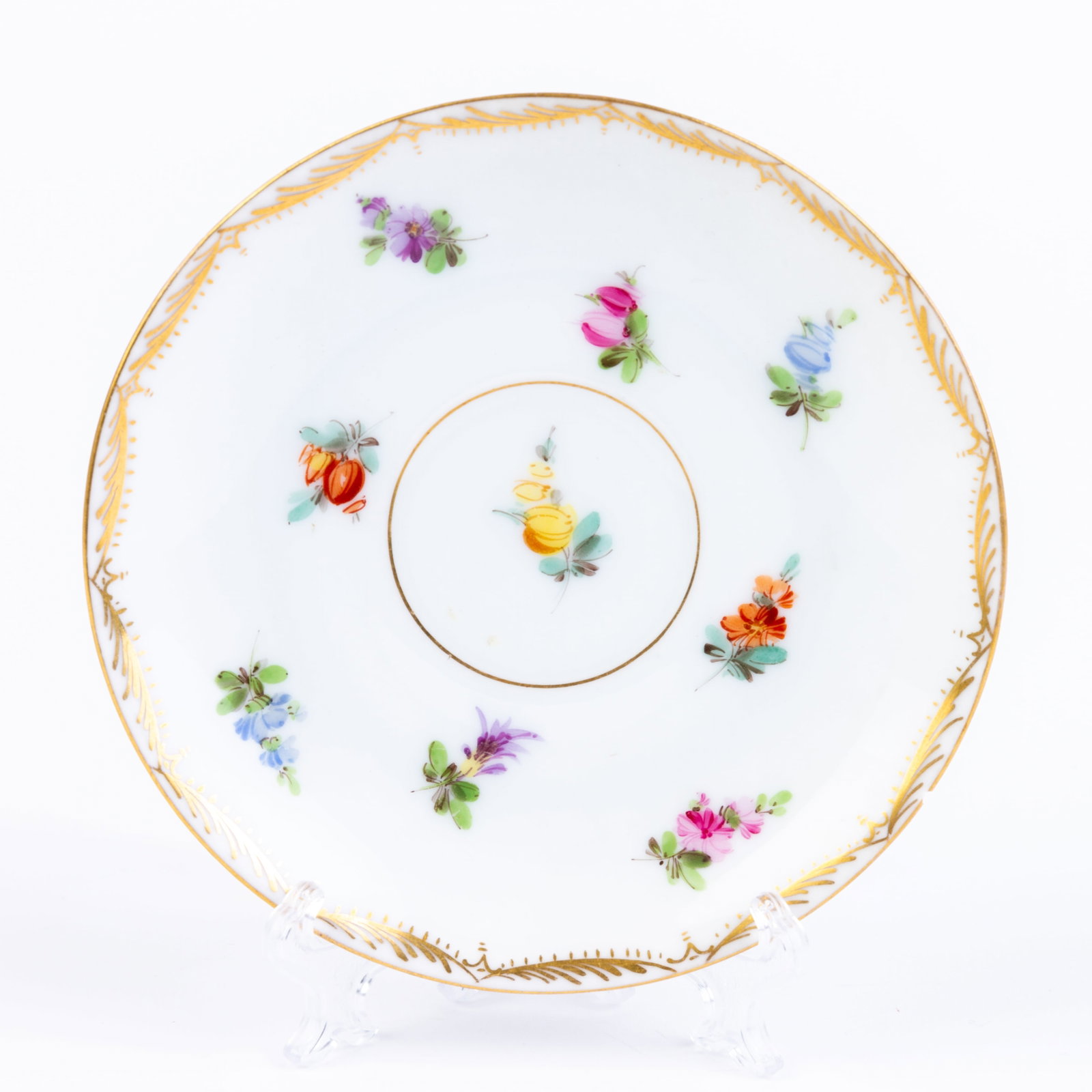 Dresden German Fine Porcelain Hand Painted Floral Plate: DIMENSIONS APPROX 11x11x1CM.
