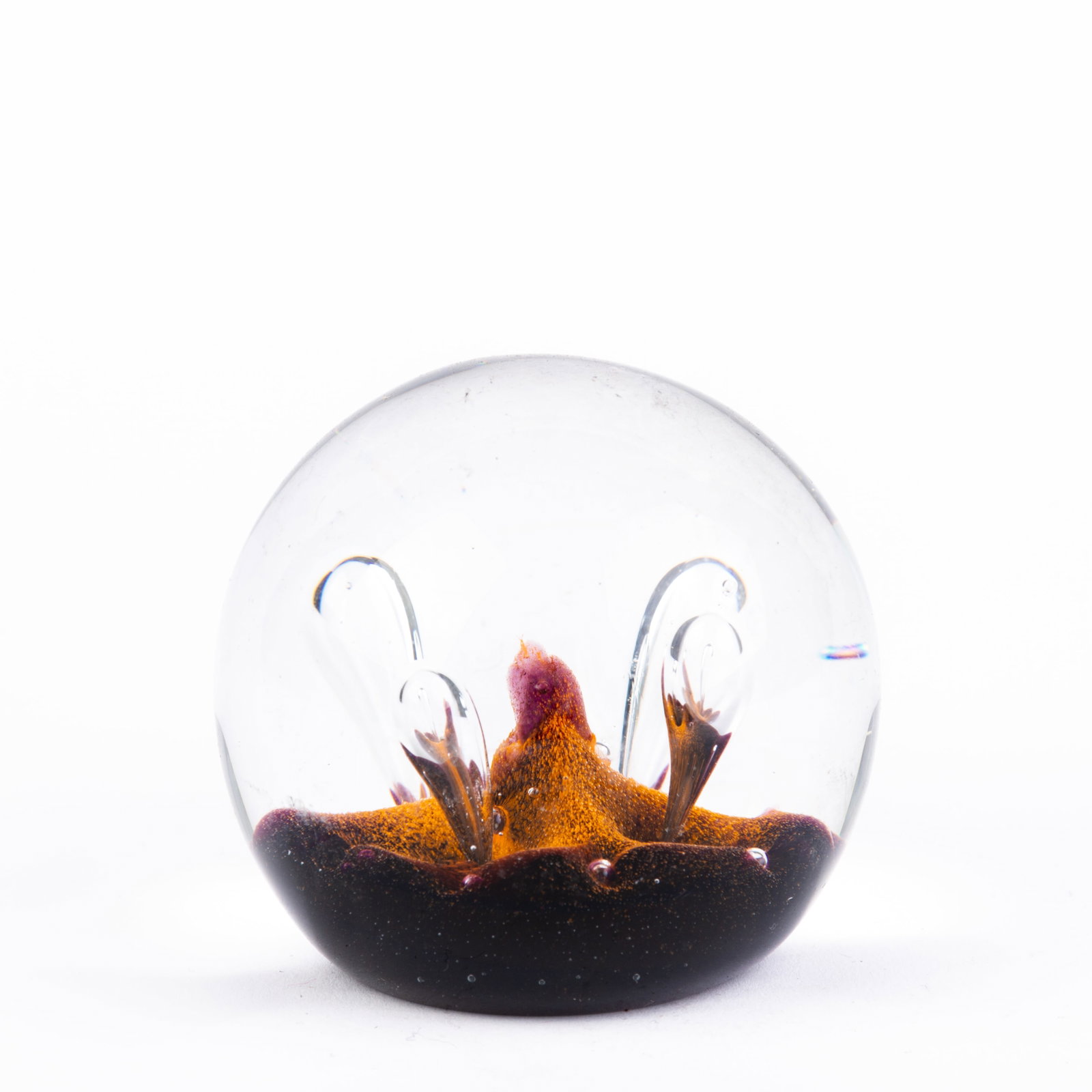 Caithness "Moonflower" Designer Scottish Glass Paperweight by Colin Terris: DIMENSIONS APPROX 8x8x7CM.