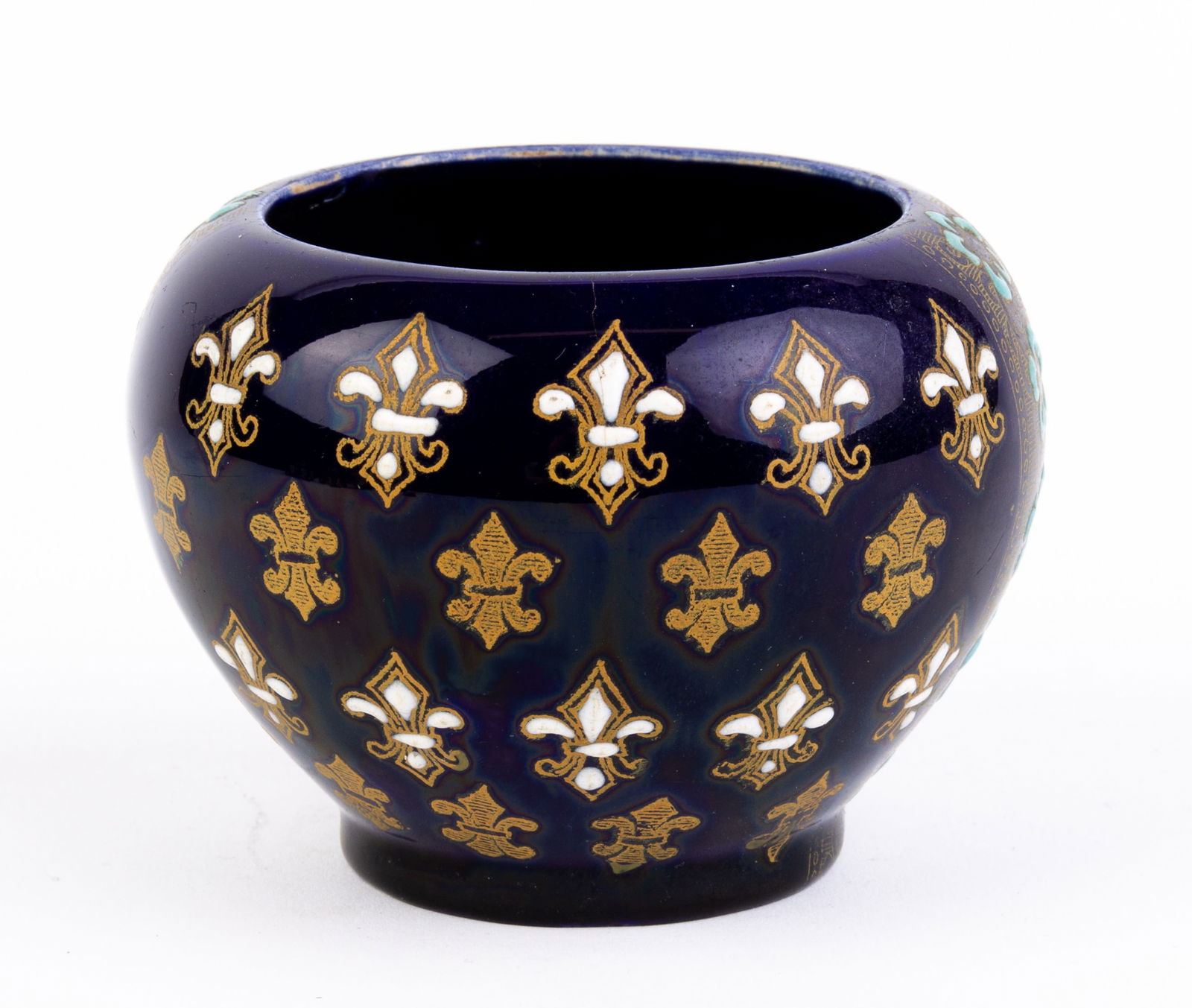 Cobalt Porcelain Enamel Fleur de Lis Vase (1 of 6)