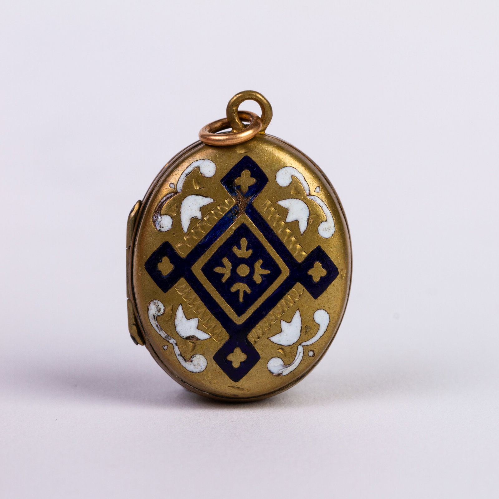Victorian Gilt Enamel Locket Pendant (1 of 8)