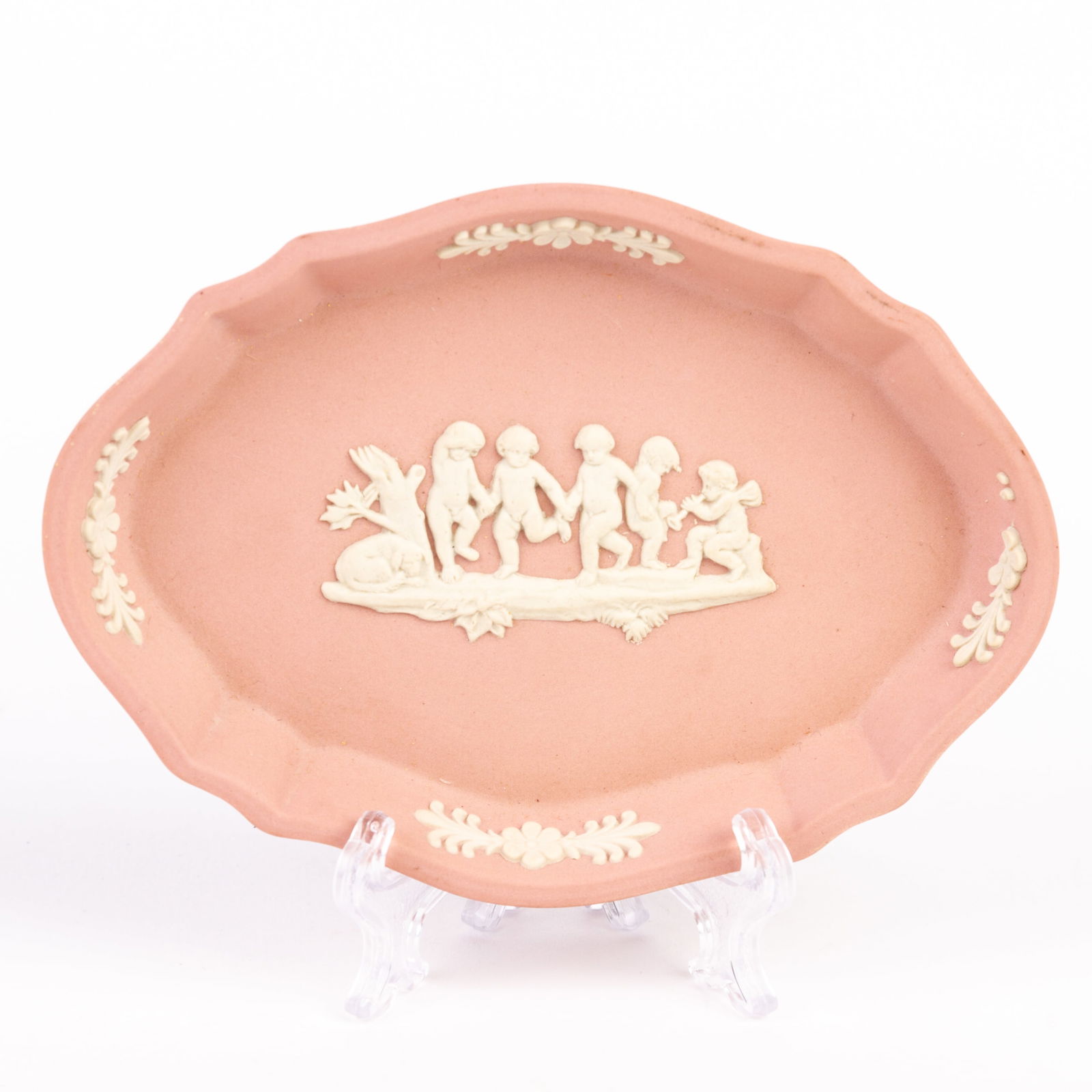 Wedgwood Pink Jasperware Neoclassical Dish: DIMENSIONS APPROX 11x8x1.5CM