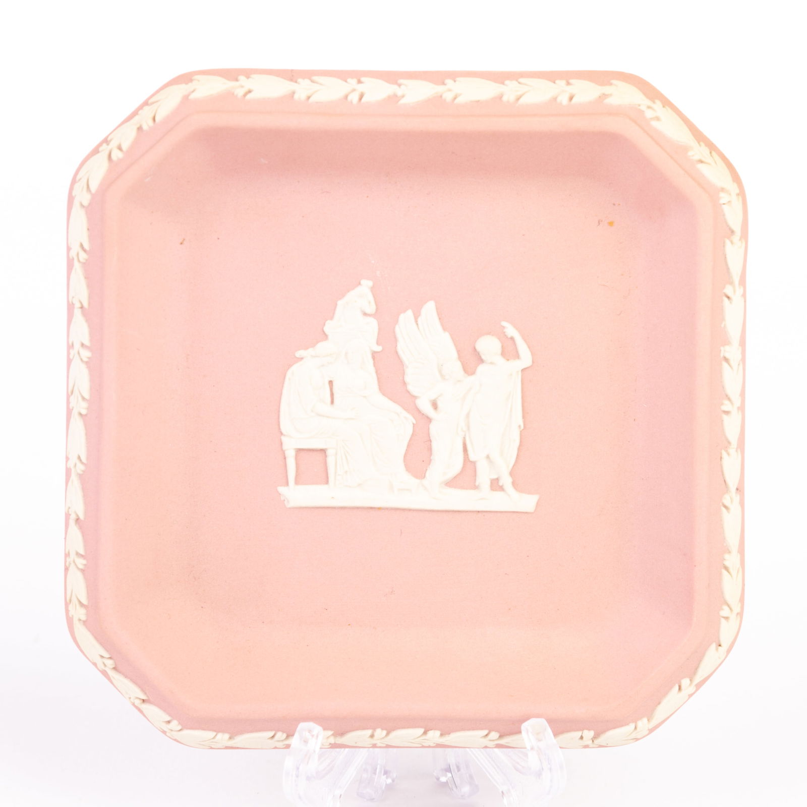 Wedgwood Pink Jasperware Neoclassical Dish: DIMENSIONS APPROX 10.5x10.5x1CM.