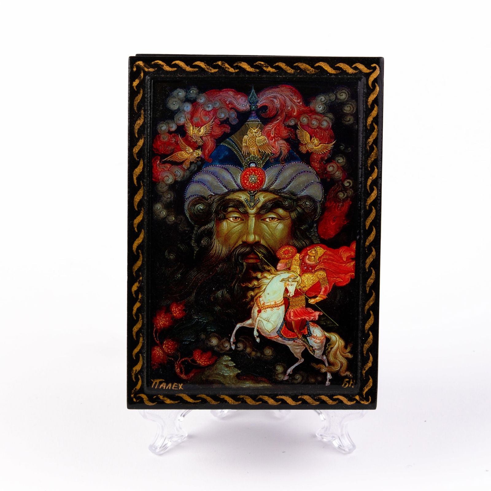 Russian Lacquered Folk Fairytale Hinged Box (1 of 9)