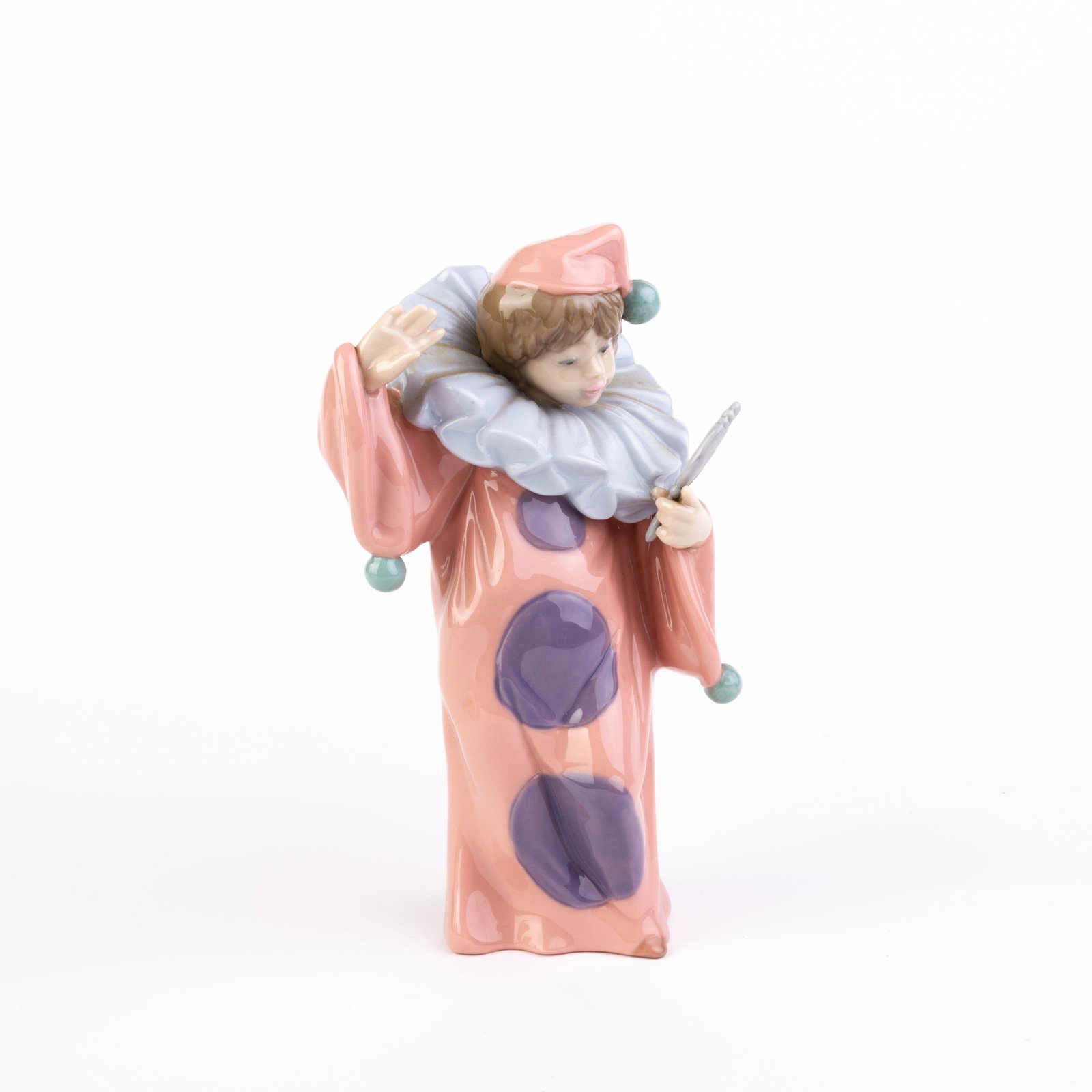 Nao Lladro Fine Porcelain Clown with Mirror 0738: DIMENSIONS APPROX 20x10x6CM.