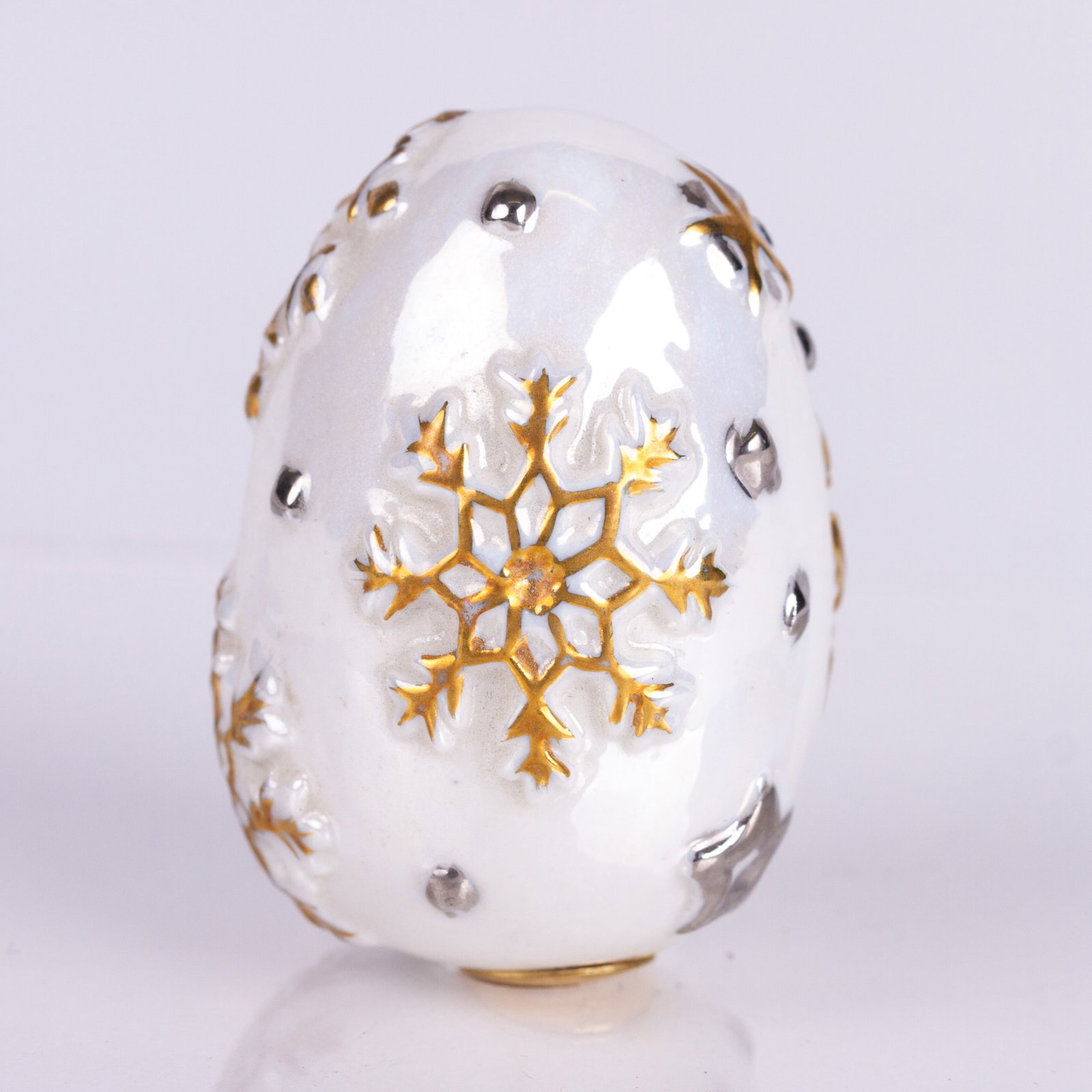 House of Faberge Gilded Egg: DIMENSIONS APPROX 3.5x2.5x2.5CM.